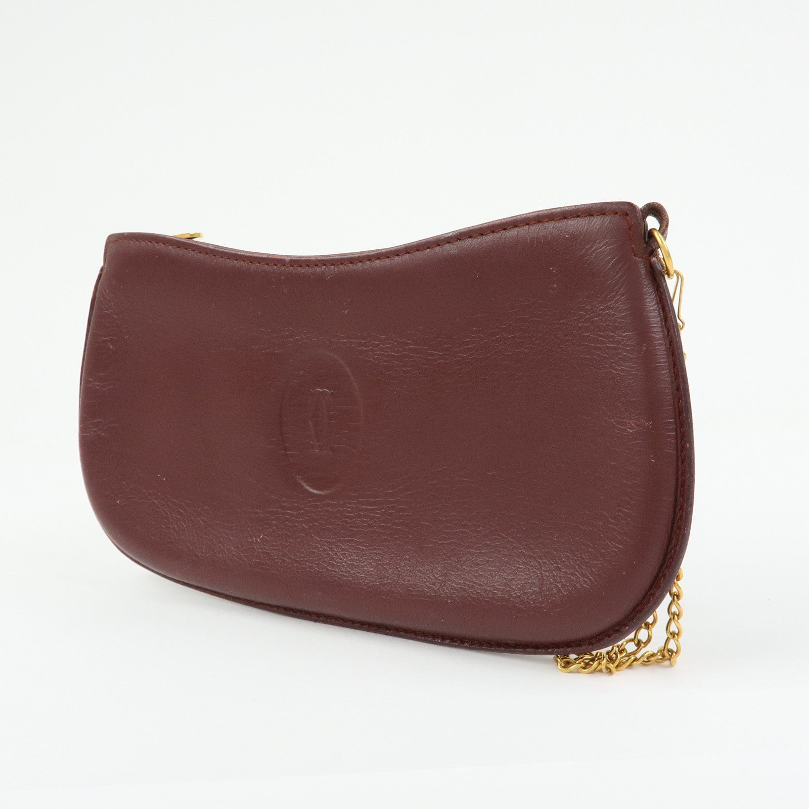 Cartier Must de Cartier Leather Chain Strap Pouch Bordeaux