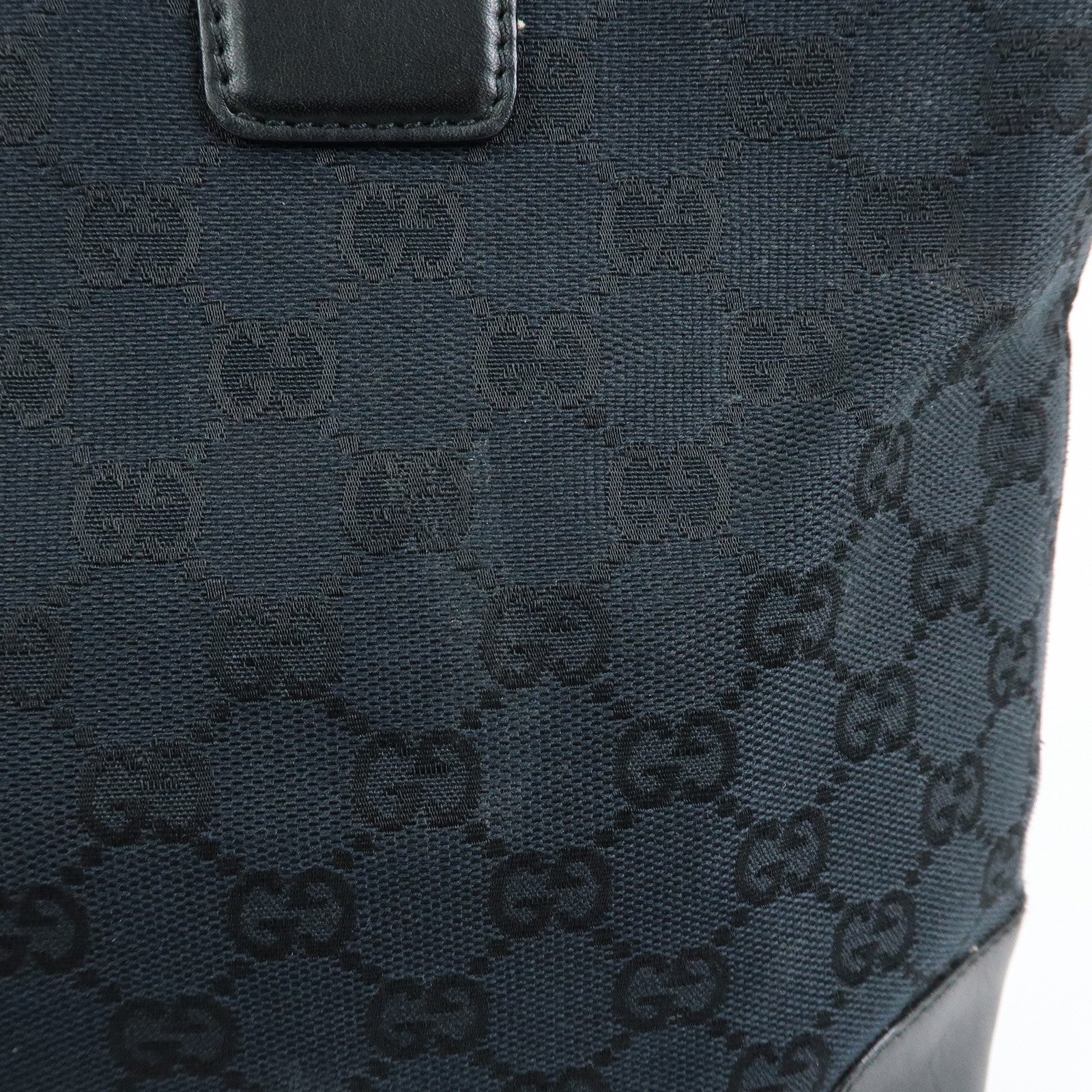 GUCCI GG Canvas Leather Tote Bag Shoulder Bag Black 002.1119