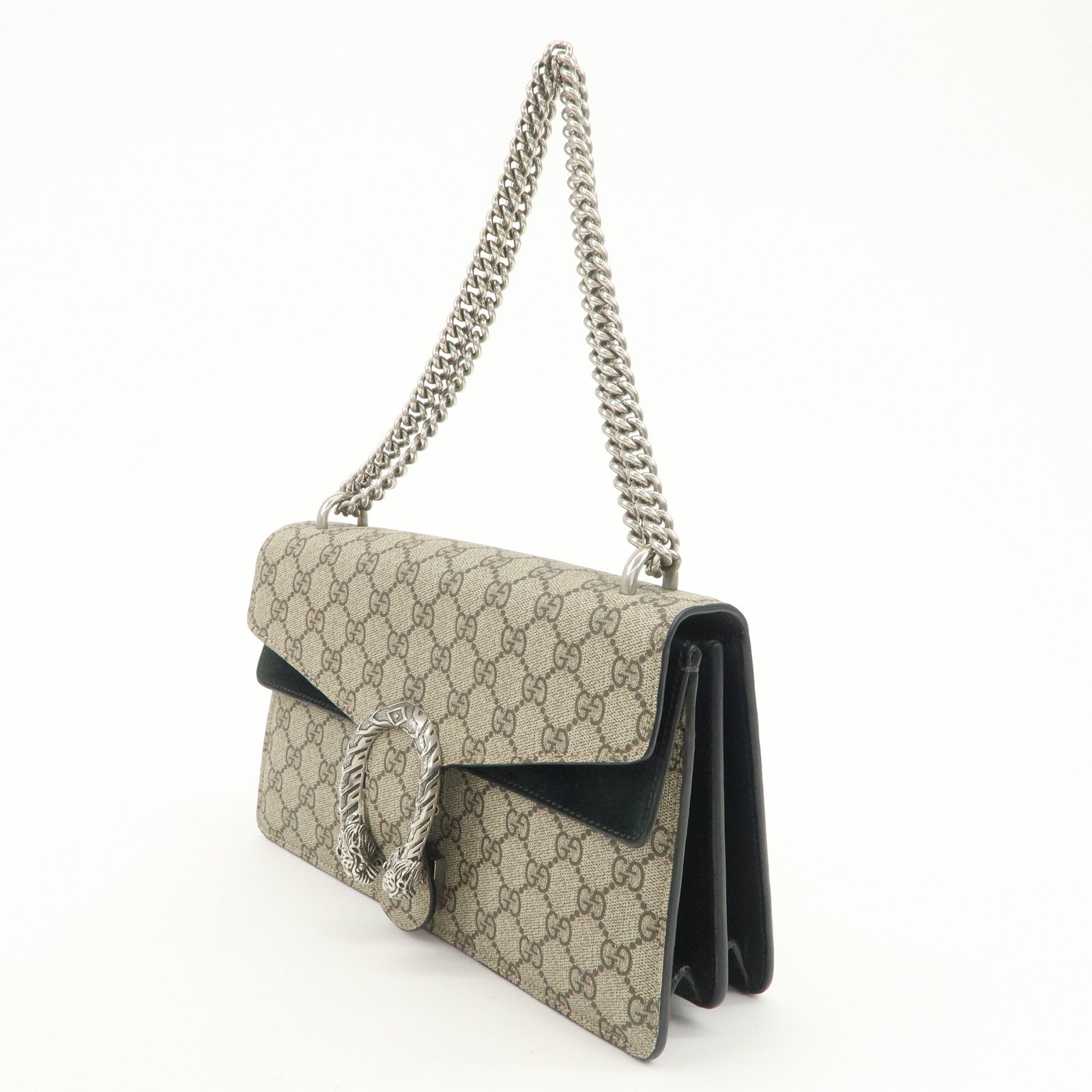 GUCCI Dionysus GG Supreme Suede Chain Shoulder Bag Beige 400249