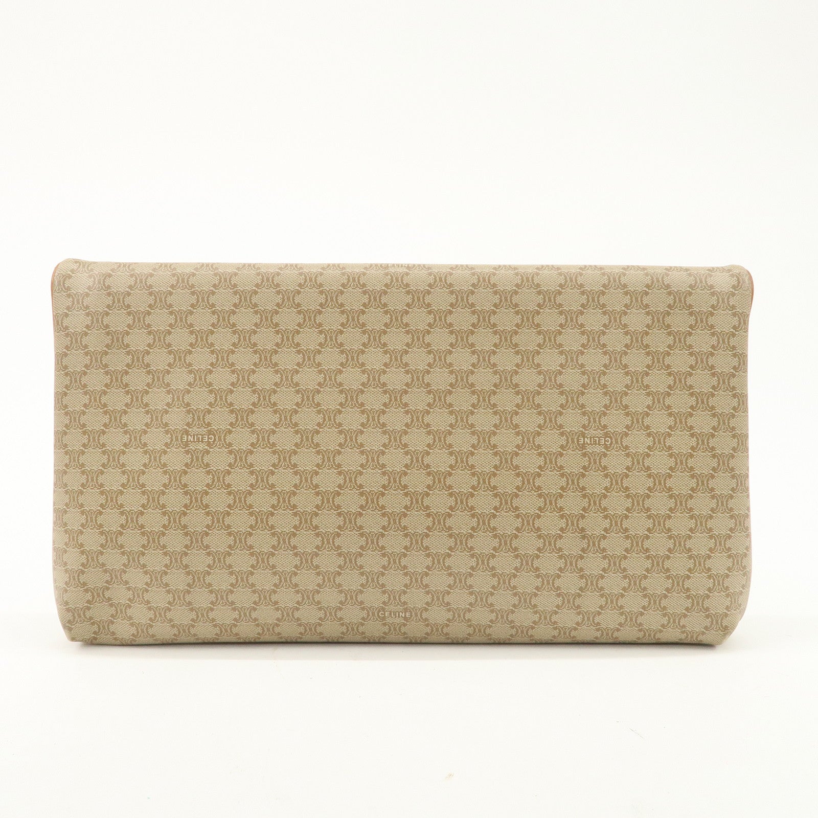CELINE Macadam PVC Leather Clutch Bag Hand Bag Brown Beige