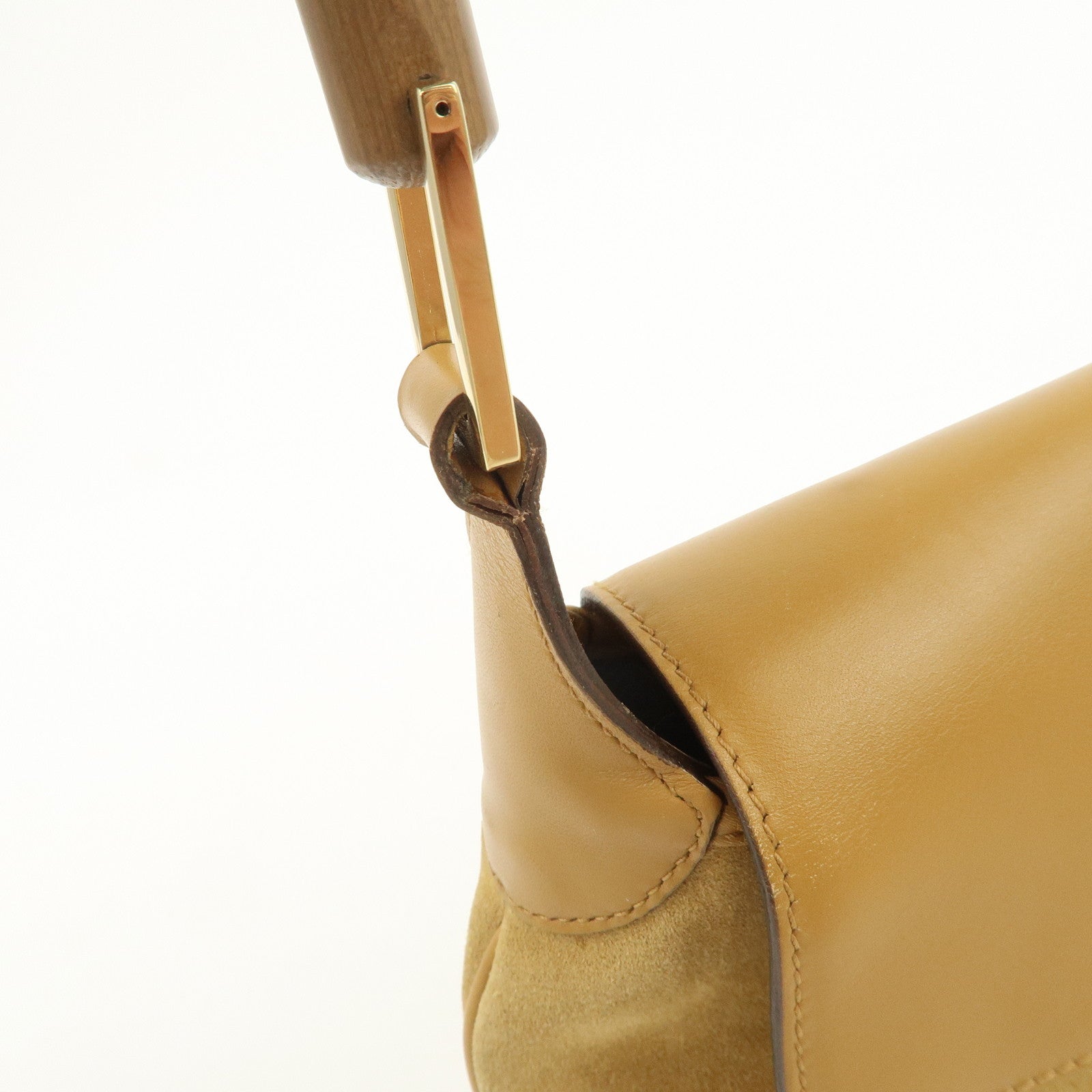 GUCCI Bamboo Suede Leather Kandinsky Shoulder Bag Yellow 001・4096