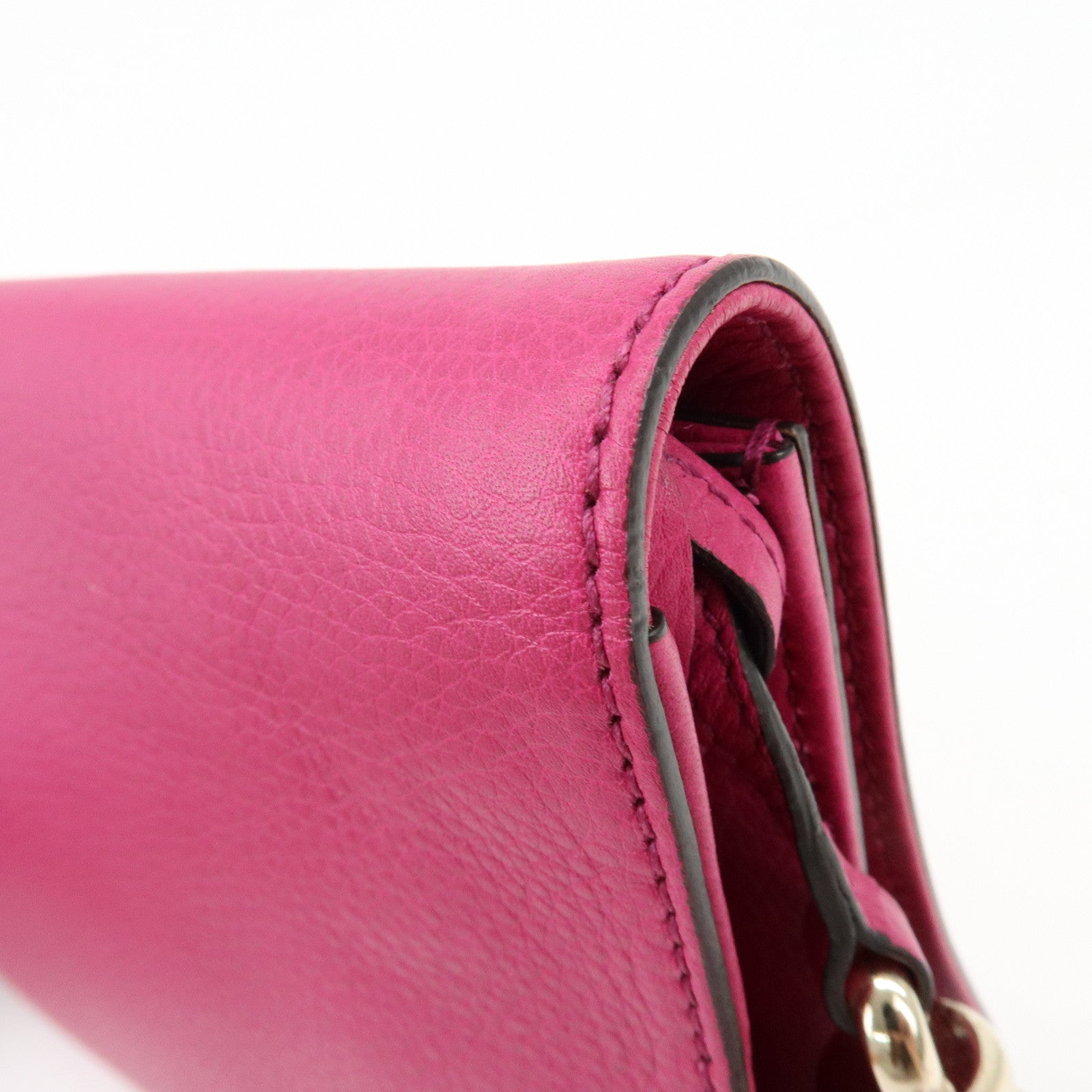 GUCCI SOHO Interlocking G Leather Tassel Clutch Bag Pink 336753