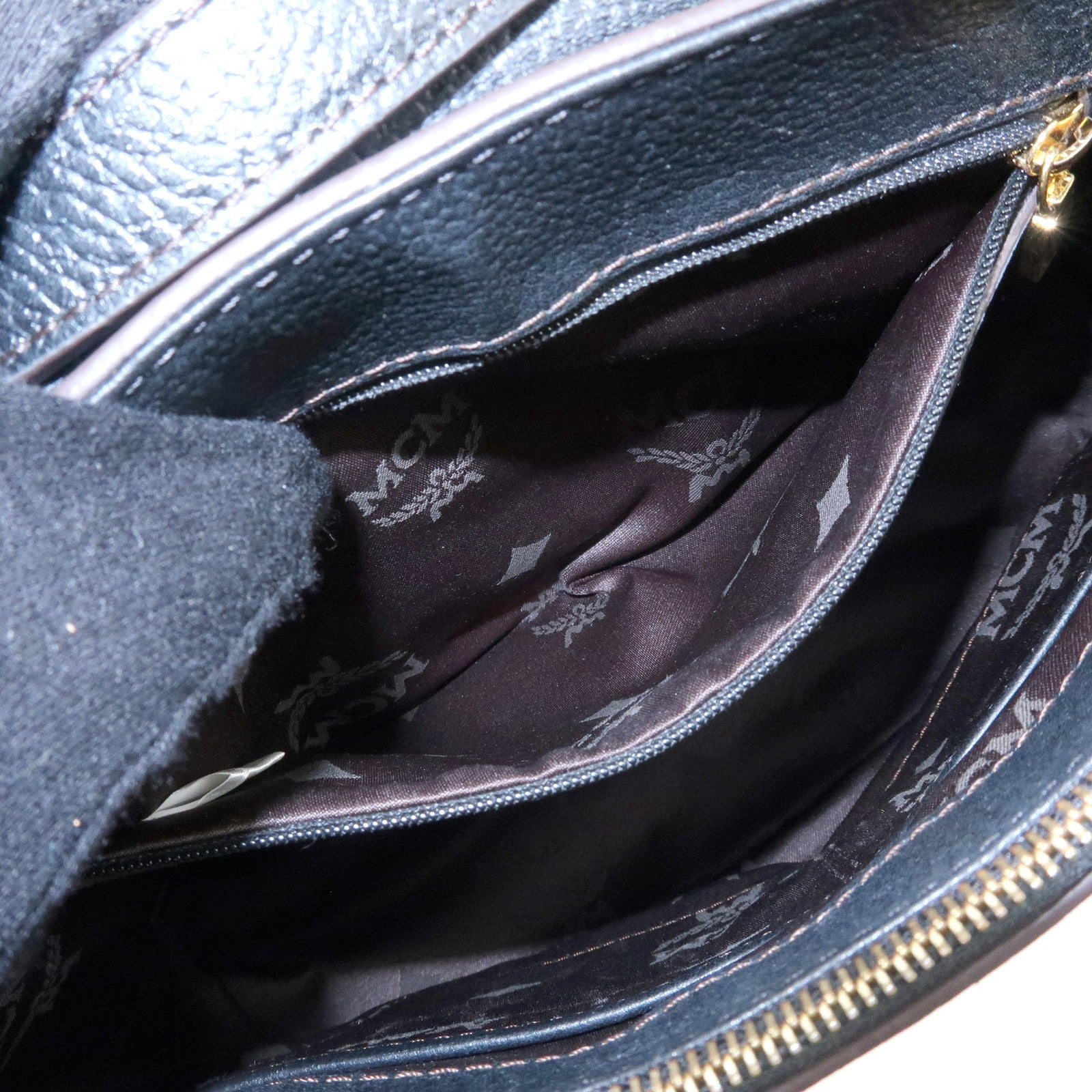MCM Leather 2Way Bag Hand Bag Shoulder Bag Crossbody Bag Black