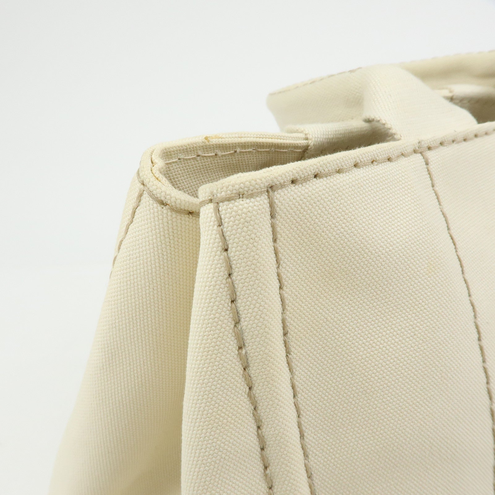 PRADA Canapa Canvas 2Way Bag Tote Bag Hand Bag White BN1877