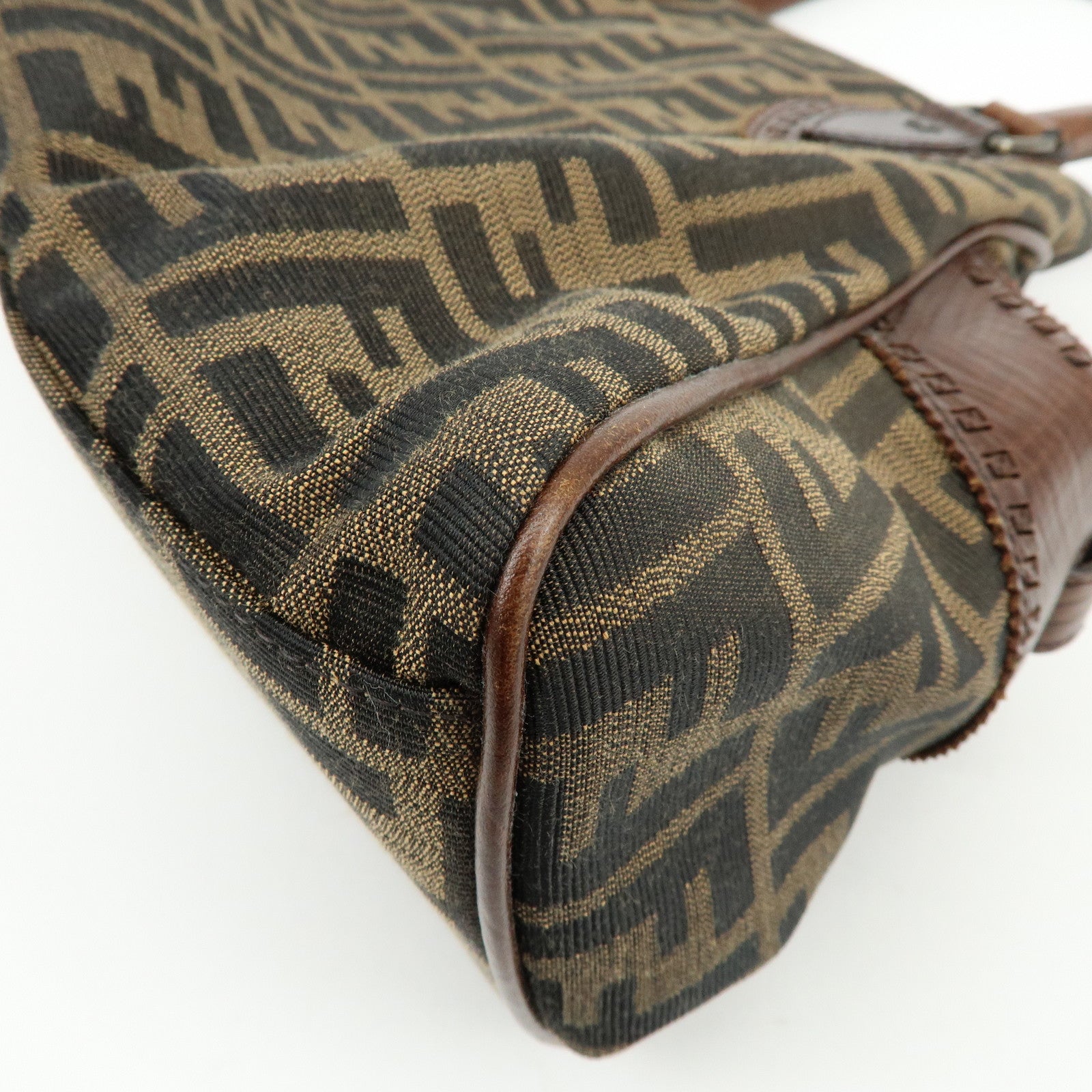 FENDI Zucca Ethnico Canvas Leather Tote Bag Shoulder Bag 8BN162