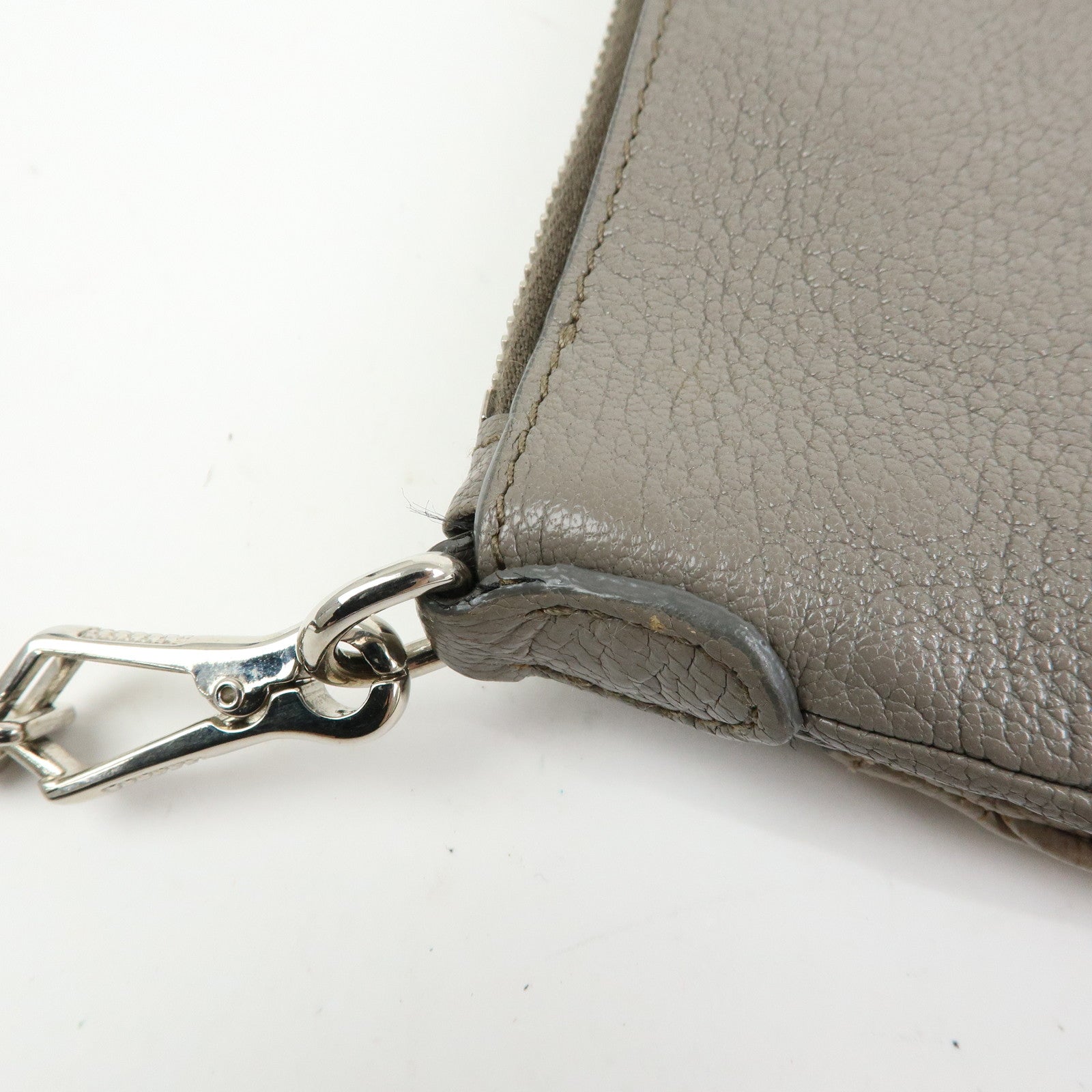 MIU MIU MADRAS Leather 2Way Bag Hand Bag Shoulder Bag Greige RP0369