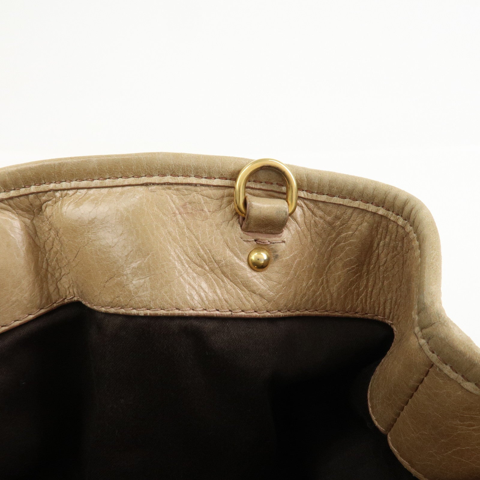 MIU MIU Leather 2Way Bag Hand Bag Shoulder Bag Beige