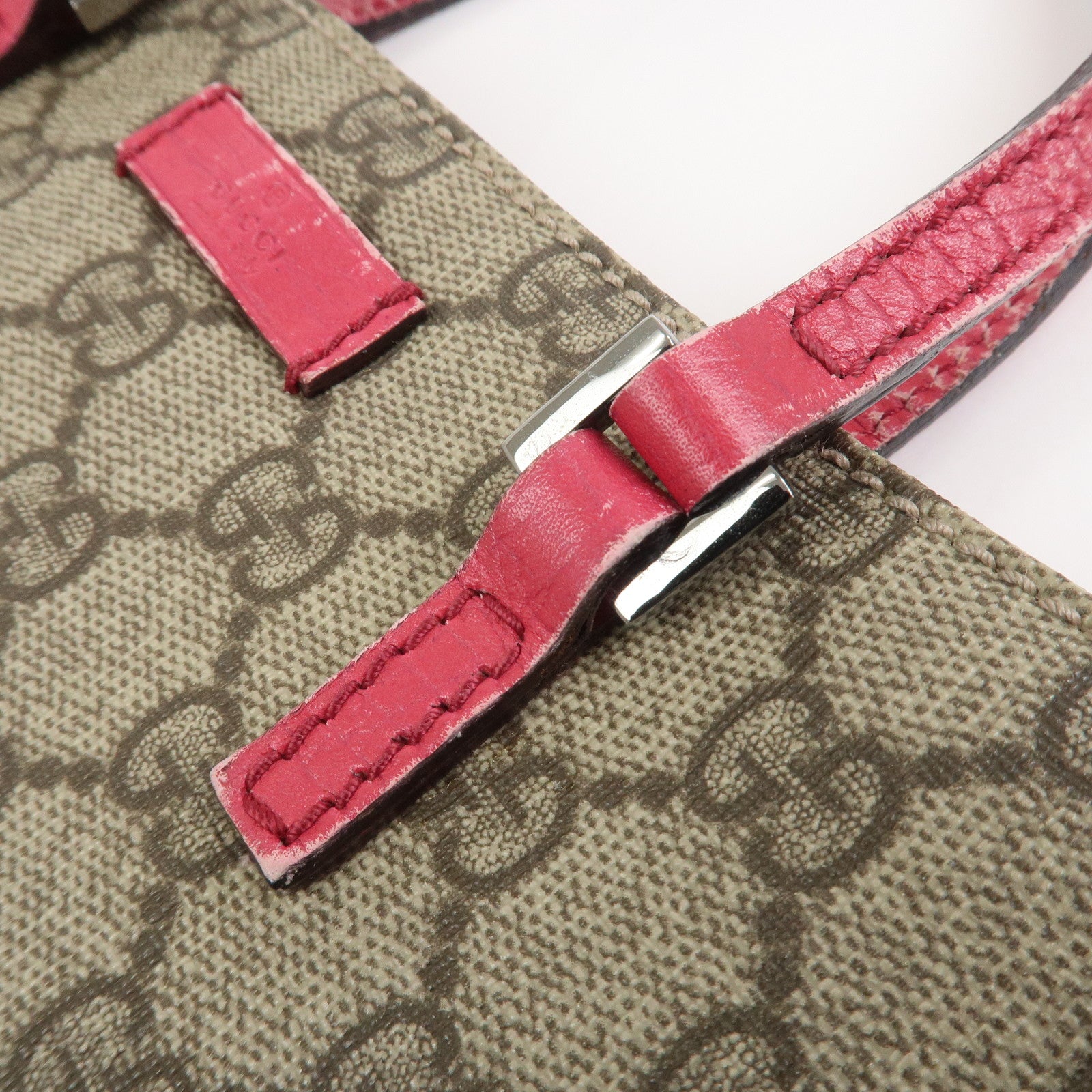 GUCCI GG Supreme Leather Tote Bag Hand Bag Beige Pink 117551