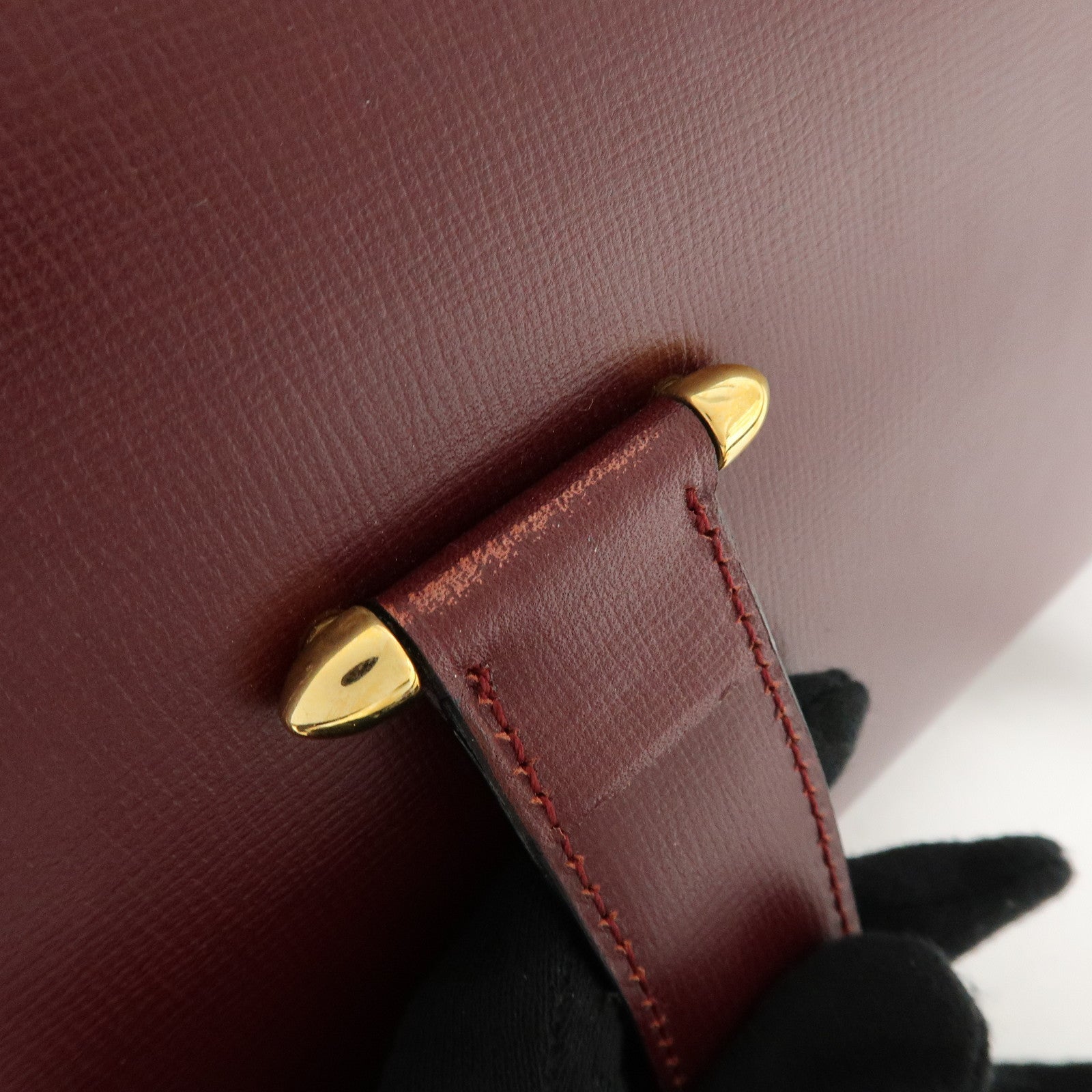 Cartier Must de Cartier Leather Boston Bag Hand Bag Bordeaux
