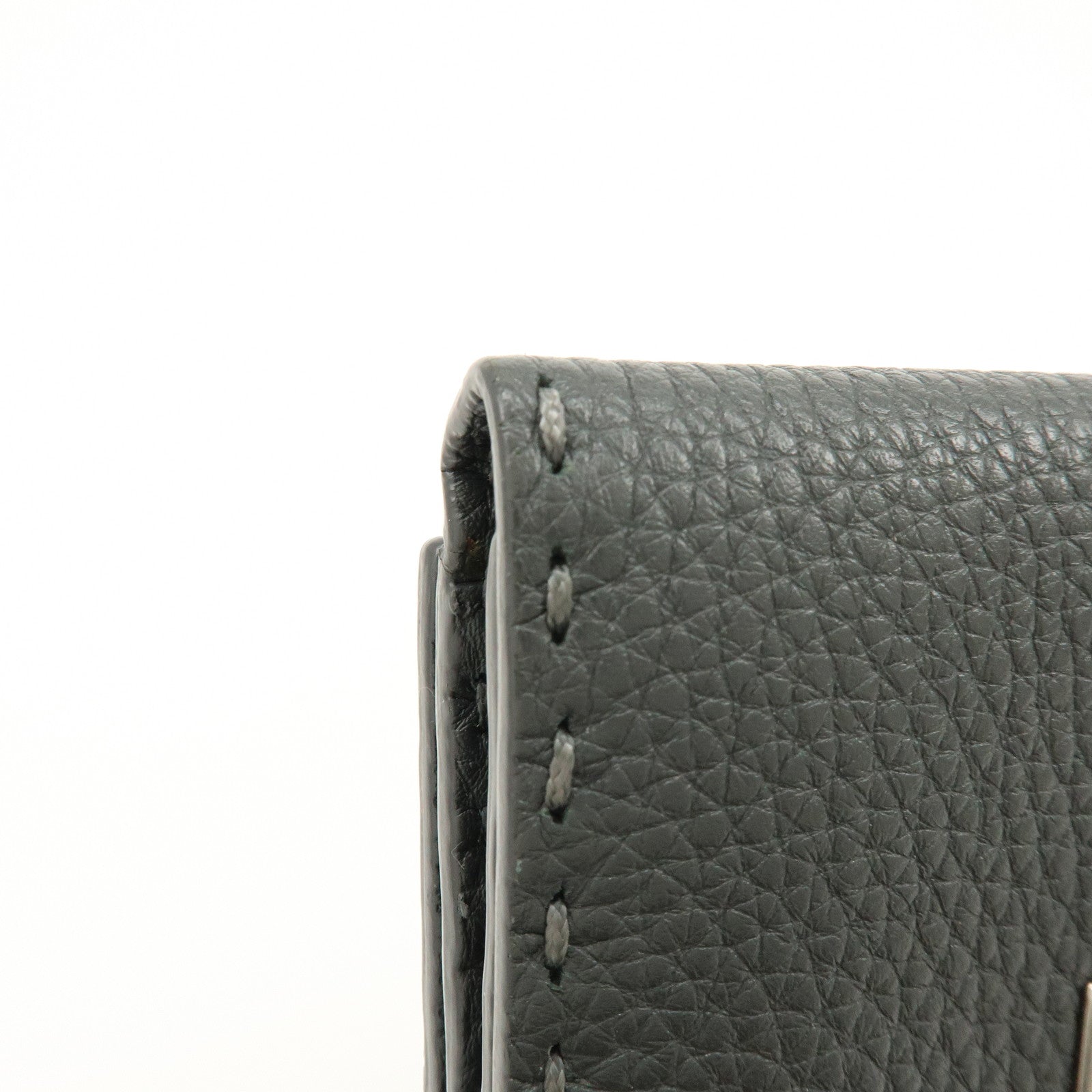 FENDI Selleria Leather Tri-fold Compact Wallet Gray 8M0359