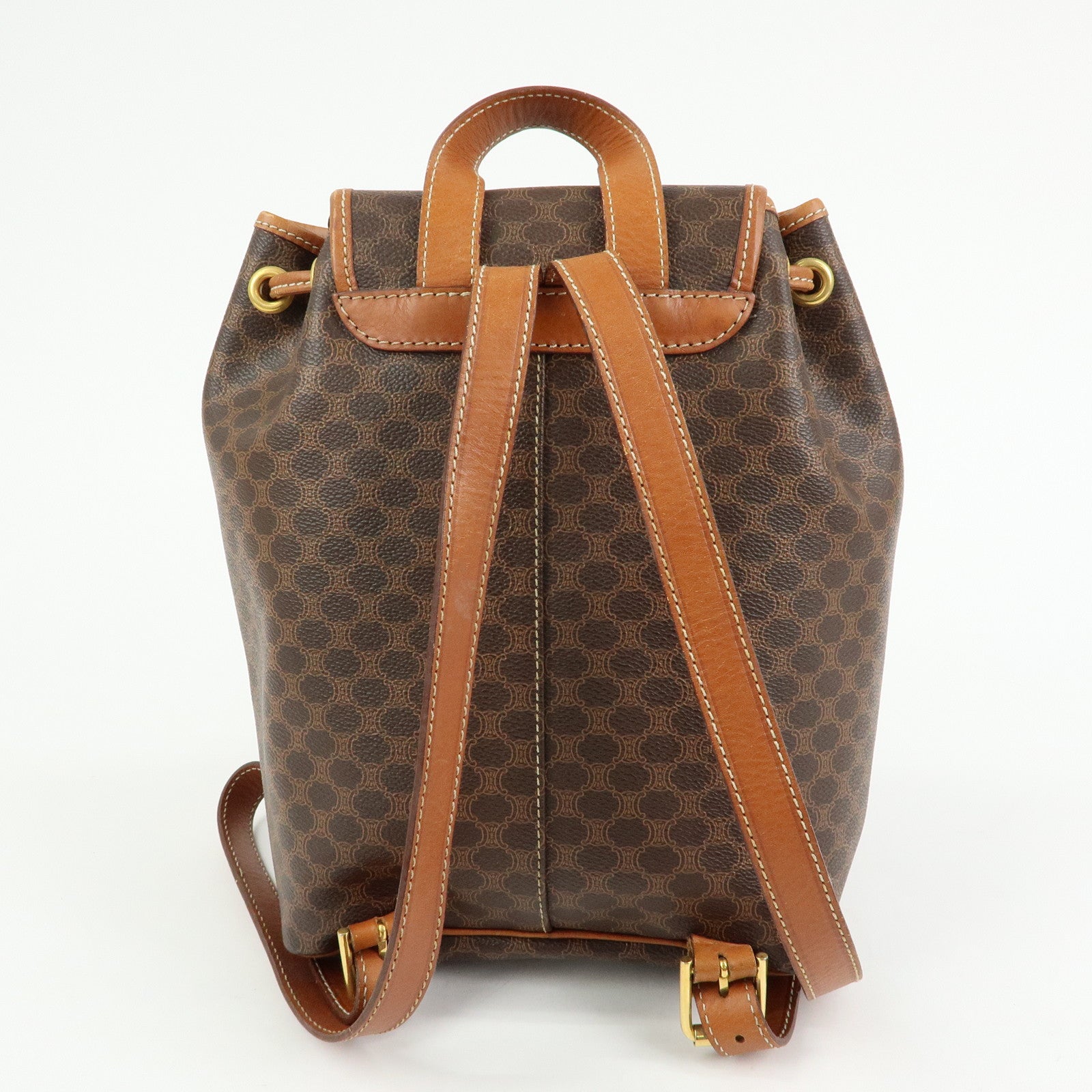 CELINE Macadam PVC Coated Canvas Leather Backpack Brown