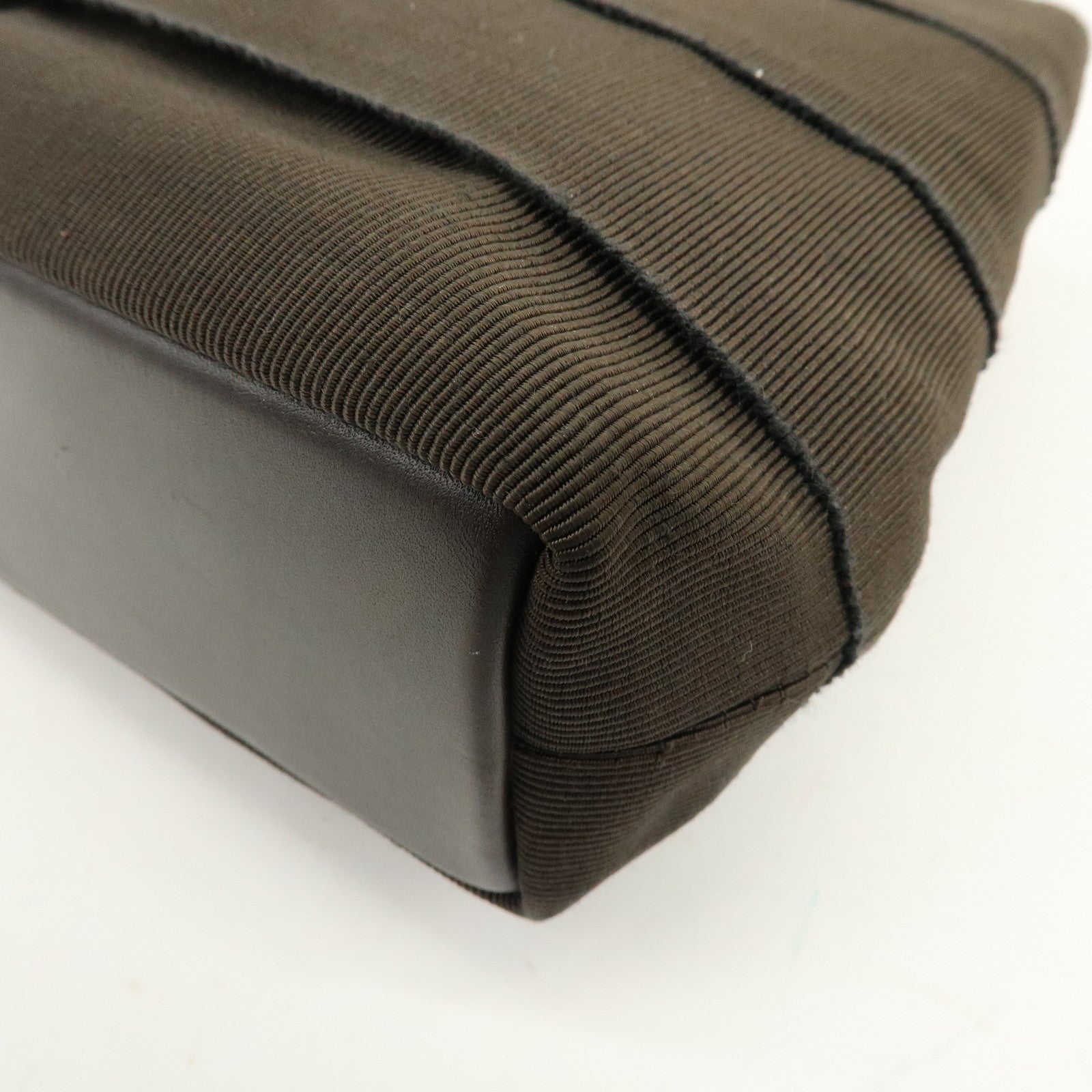 Ferragamo Canvas Leather Hand Bag Brown