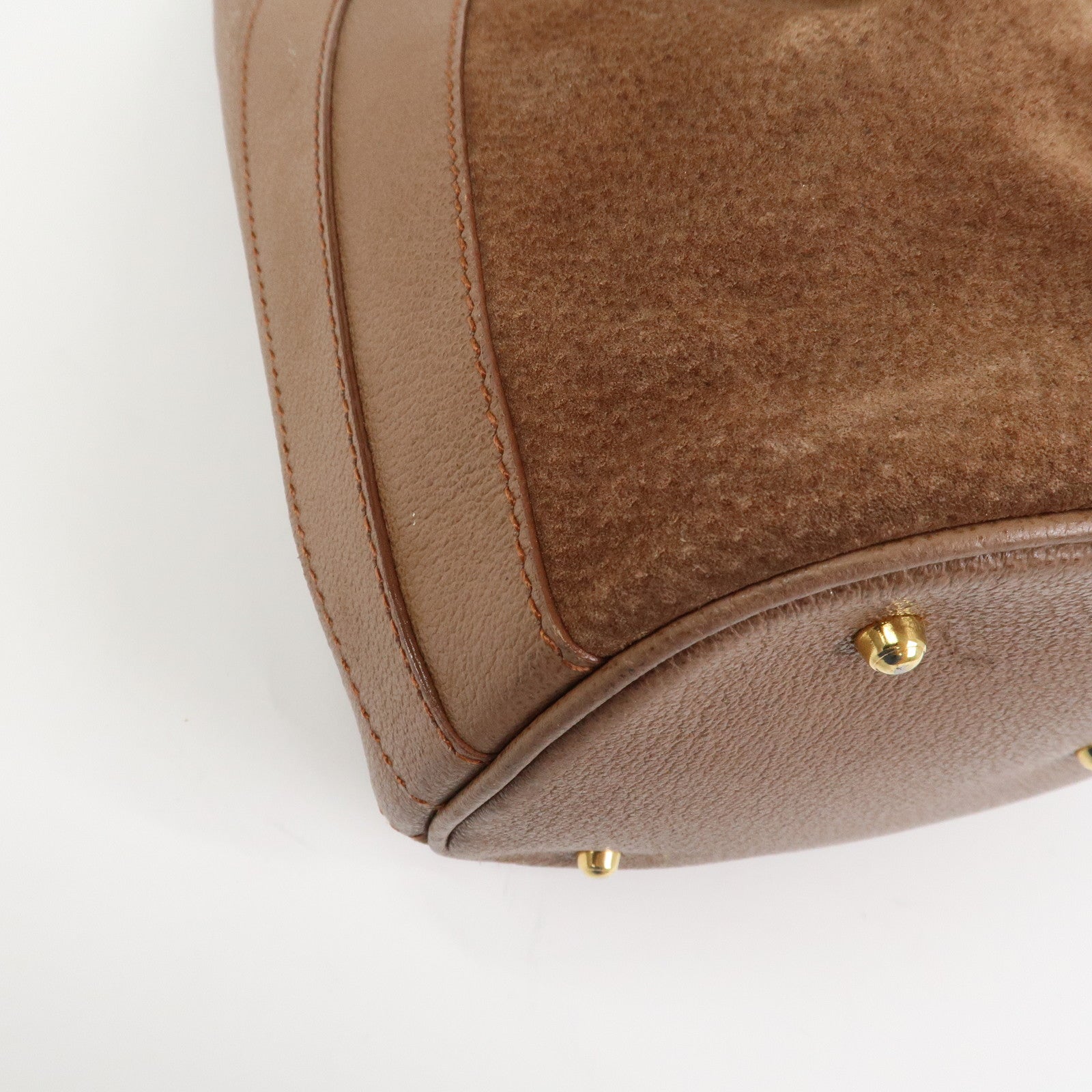 GUCCI Bamboo Suede Leather 2WAY Bag Hand Bag Brown 001・3754・1657