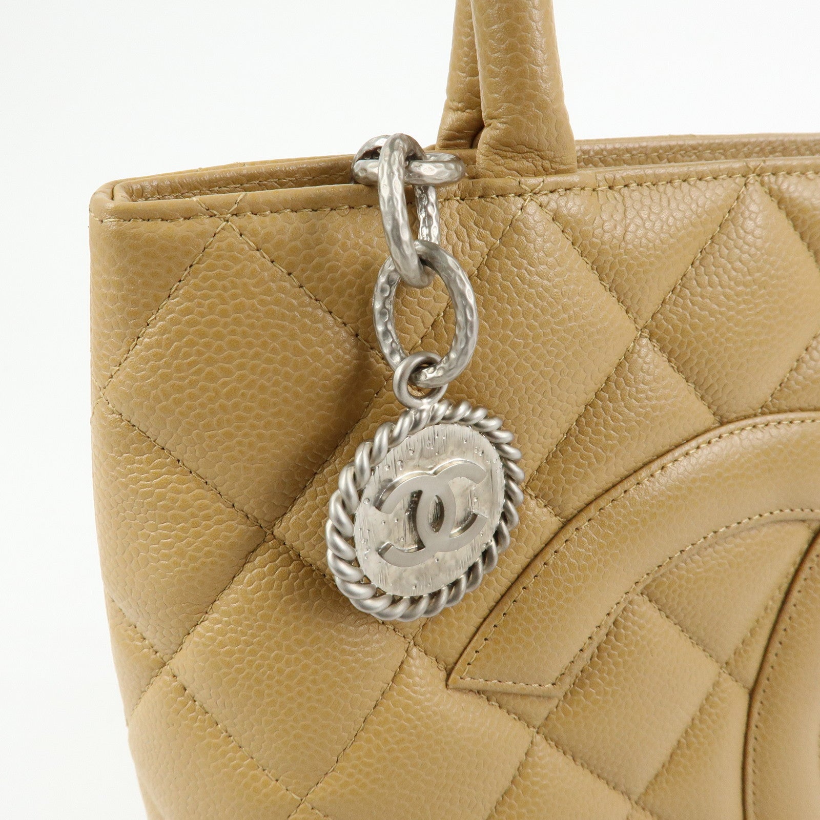 CHANEL Matelasse COCO Mark Medallion Tote Bag Hand Bag Beige A01804