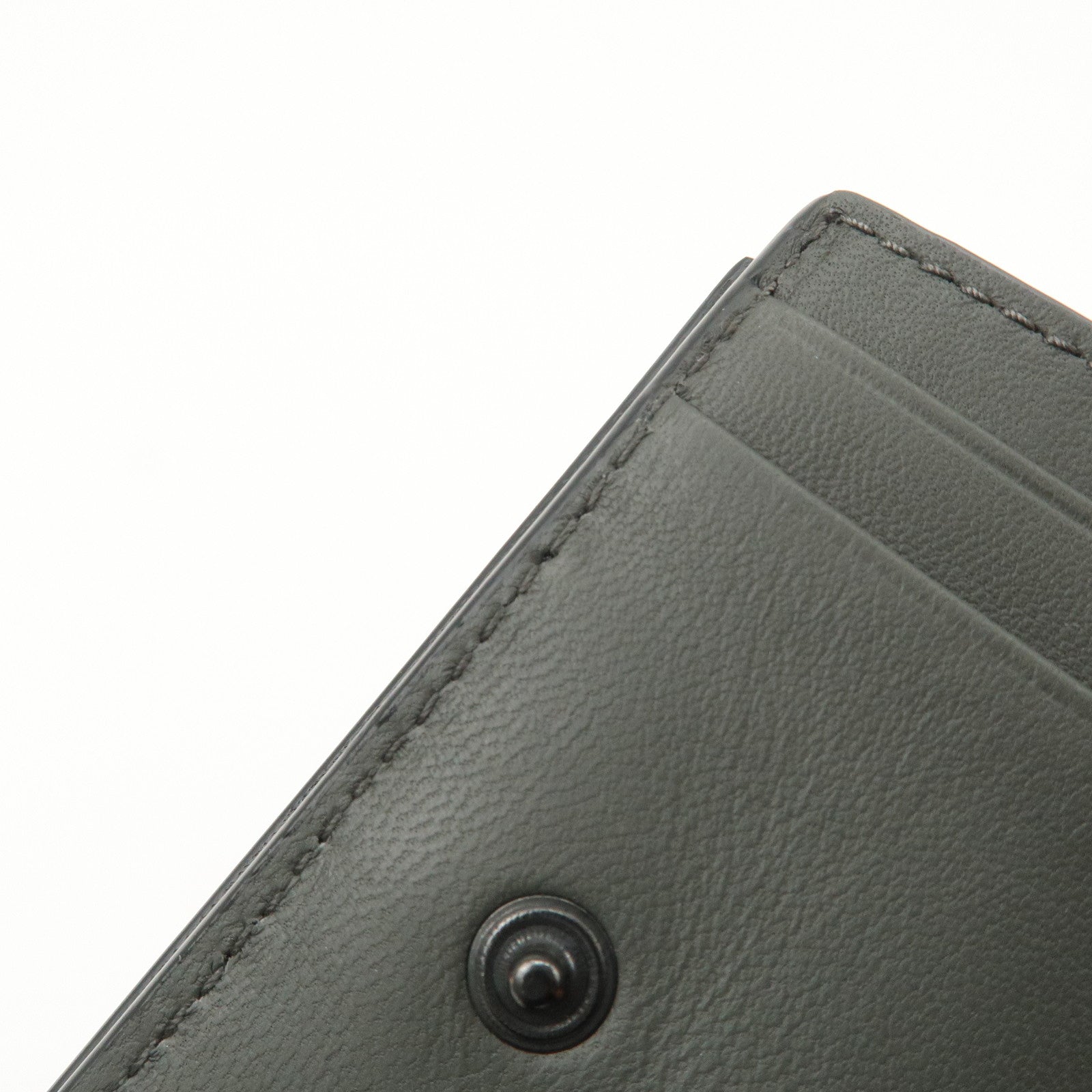Bottega Veneta  Intrecciato Leather Tri-fold Compact Wallet Black