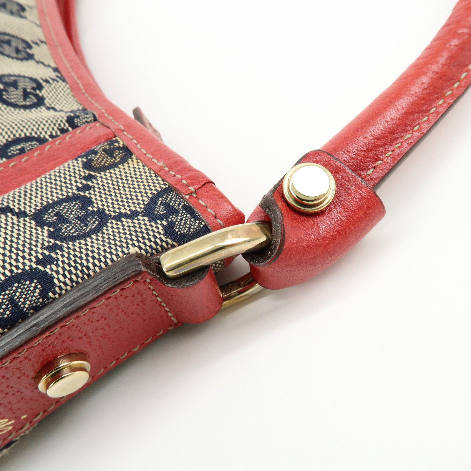 GUCCI Abbey GG Canvas Leather Shoulder Hand Bag Beige Red 130939