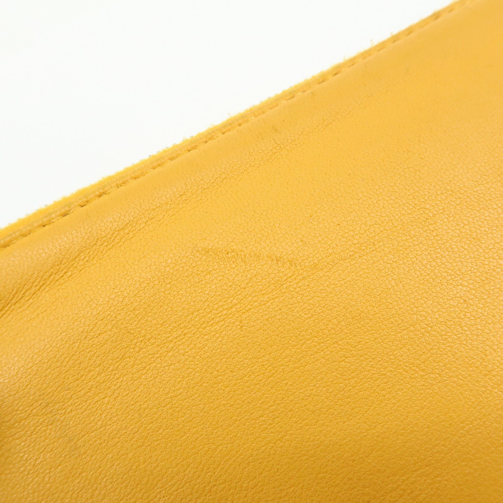HERMES Leather Cosmetic Pouch Jewelry Pouch ☐P Stamped Yellow