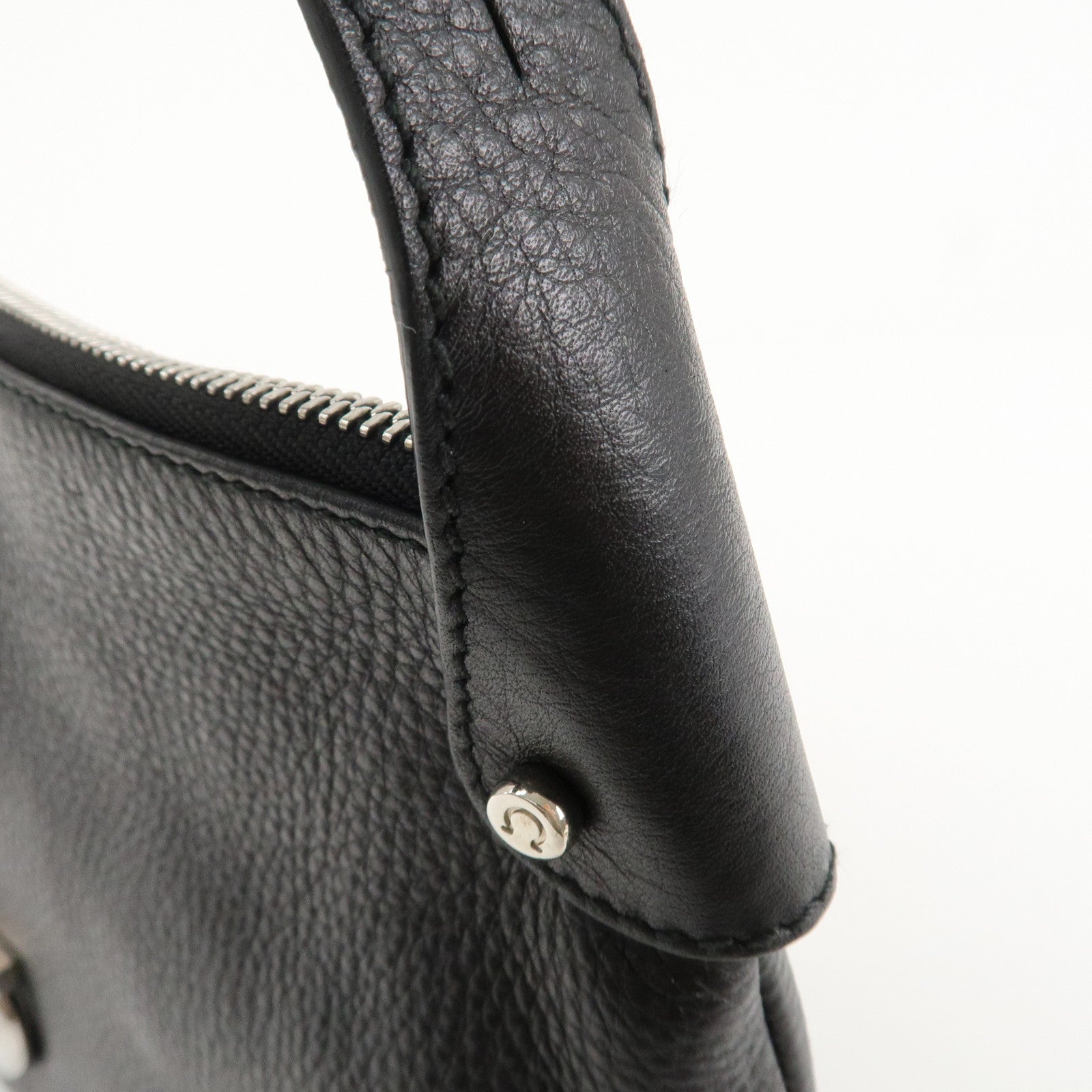 Ferragamo Gancini Leather Shoulder Bag Black Used