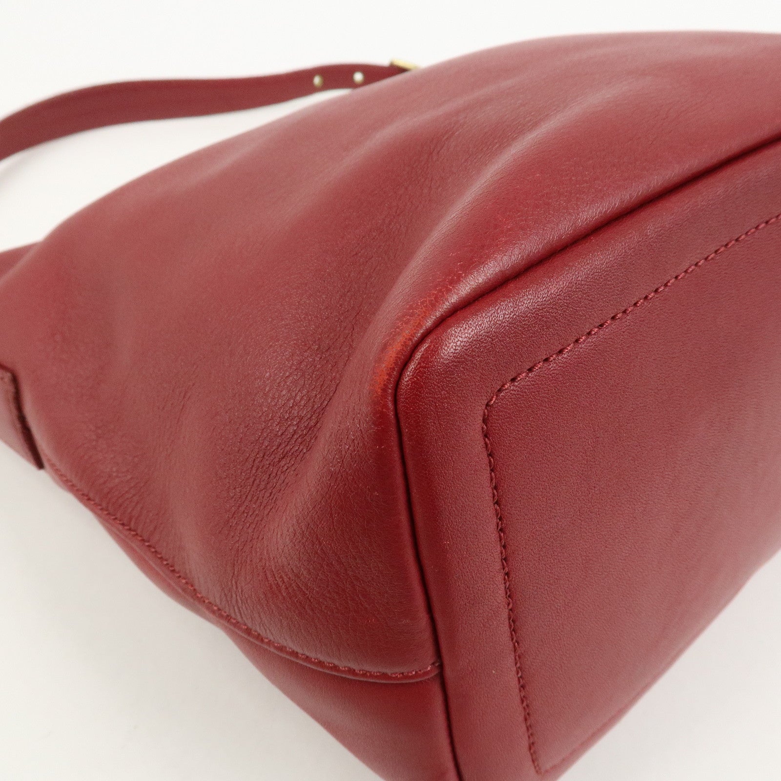 COACH Leather Shoulder Bag Hand Bag Red