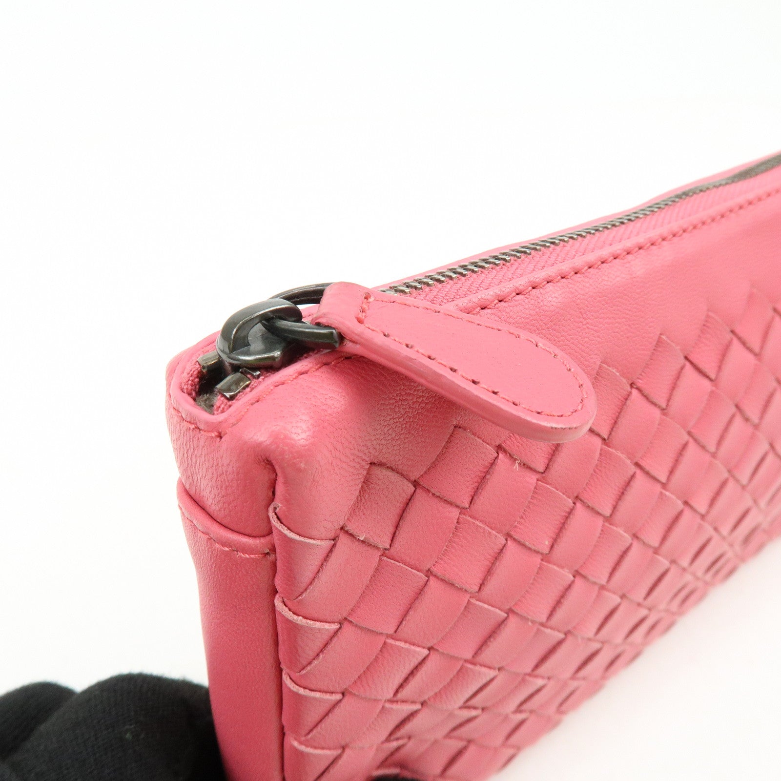BOTTEGA VENETA Intrecciato Leather Pouch Cosmetic Pouch Pink 233810