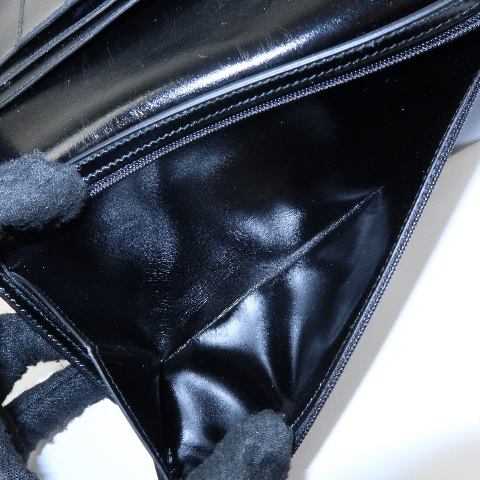 HERMES Bearn Box Calf Bi-fold Long Wallet 〇QStamped Black Gold