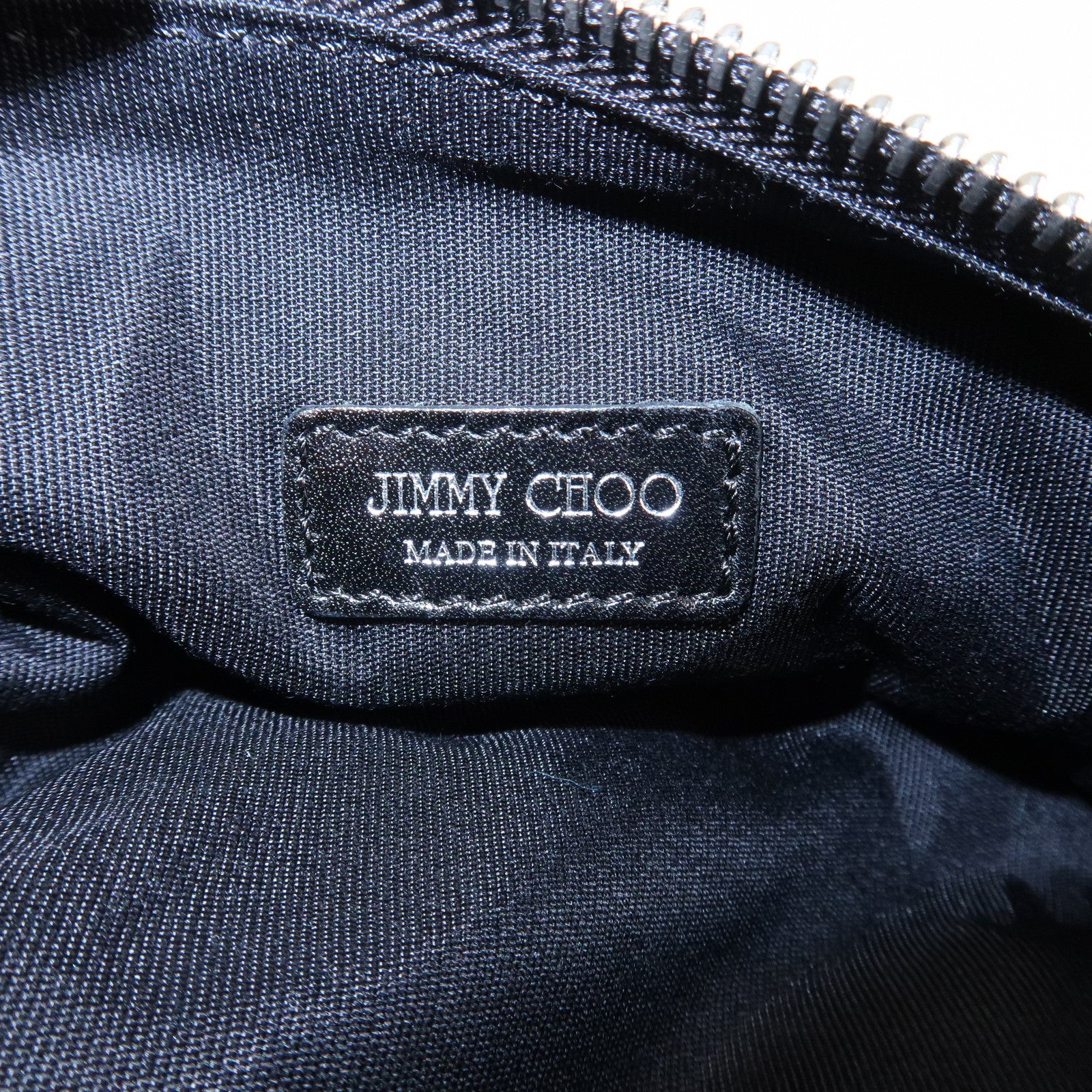 JIMMY CHOO Leather Star Studs Pouch Cosmetic Pouch Makeup Bag Black