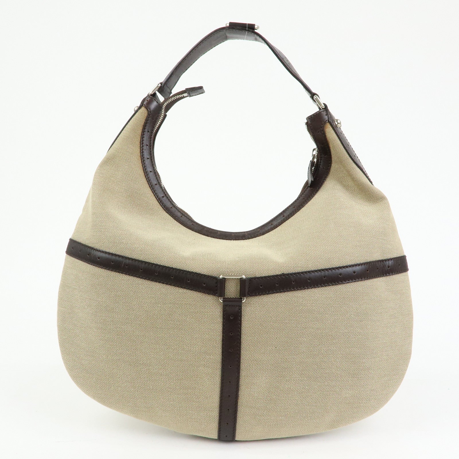 GUCCI Sherry Interlocking G Canvas Shoulder Hand Bag Beige 114871