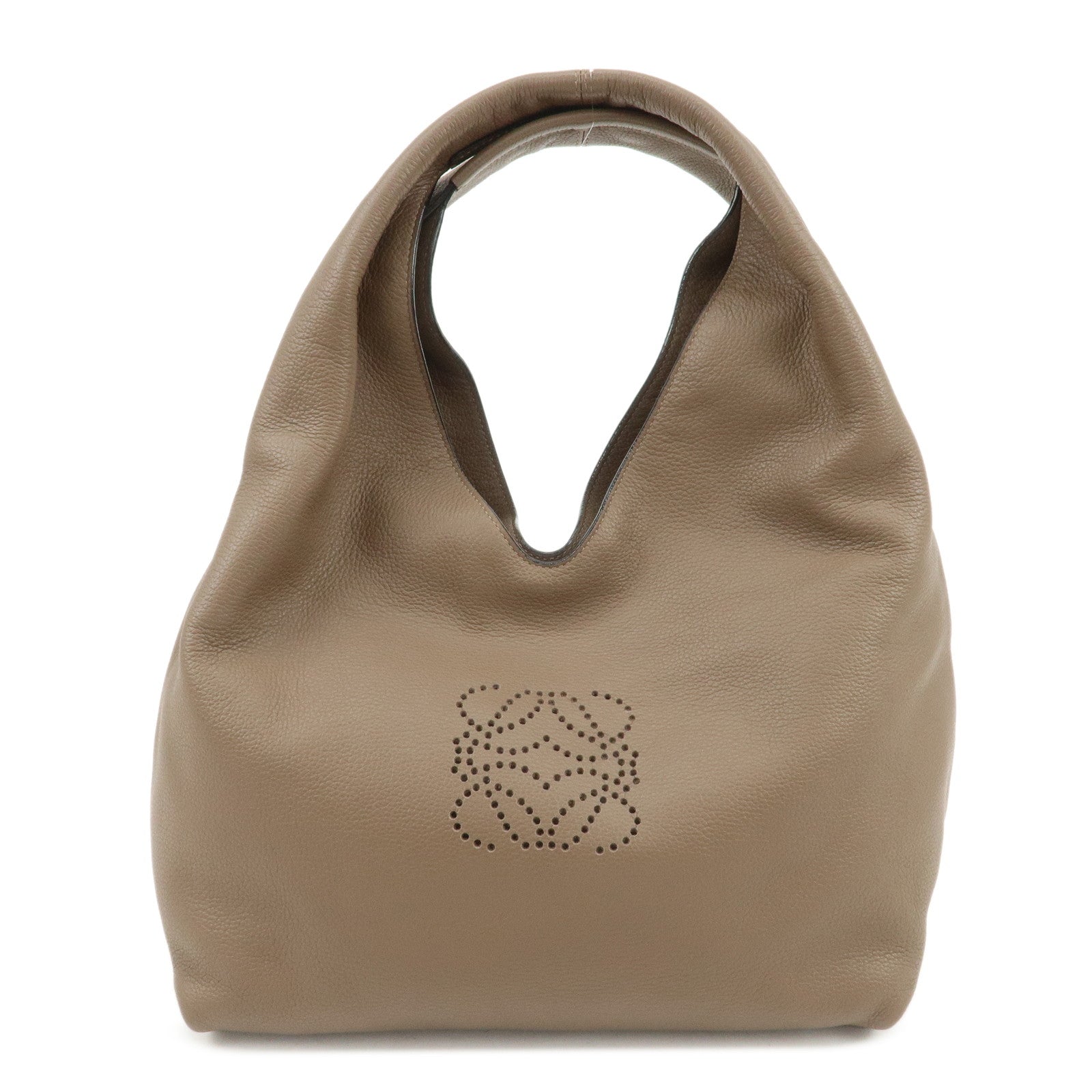 LOEWE Dunas Anagram Calfskin Shoulder Bag Hand Bag Brown