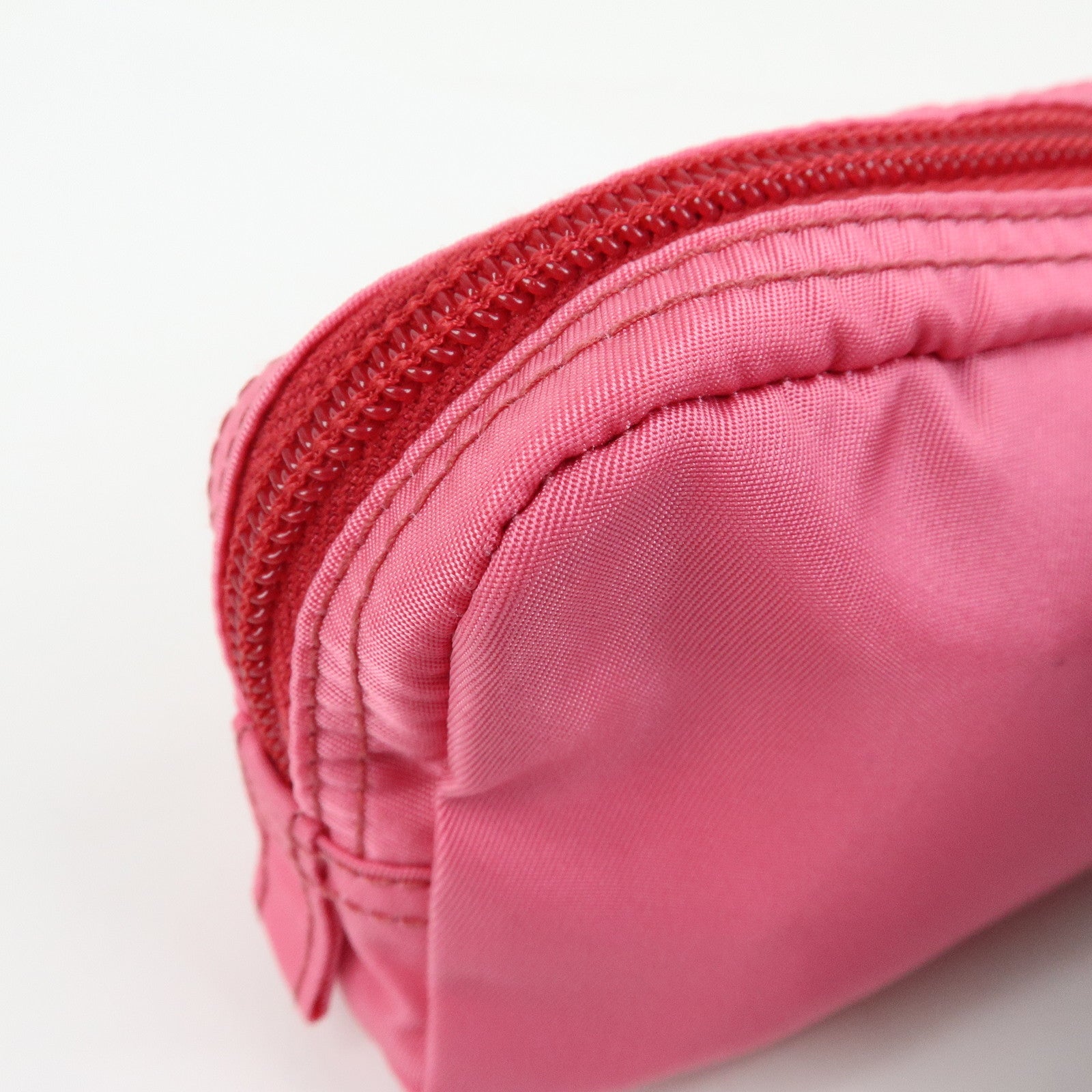 PRADA Triangle Logo Nylon Cosmetic Pouch Pink 1N0399