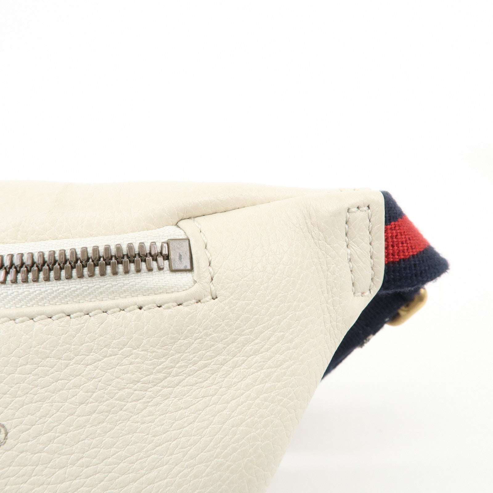 GUCCI Sherry Leather Canvas Waist Bag Crossbody Bag Ivory 527792