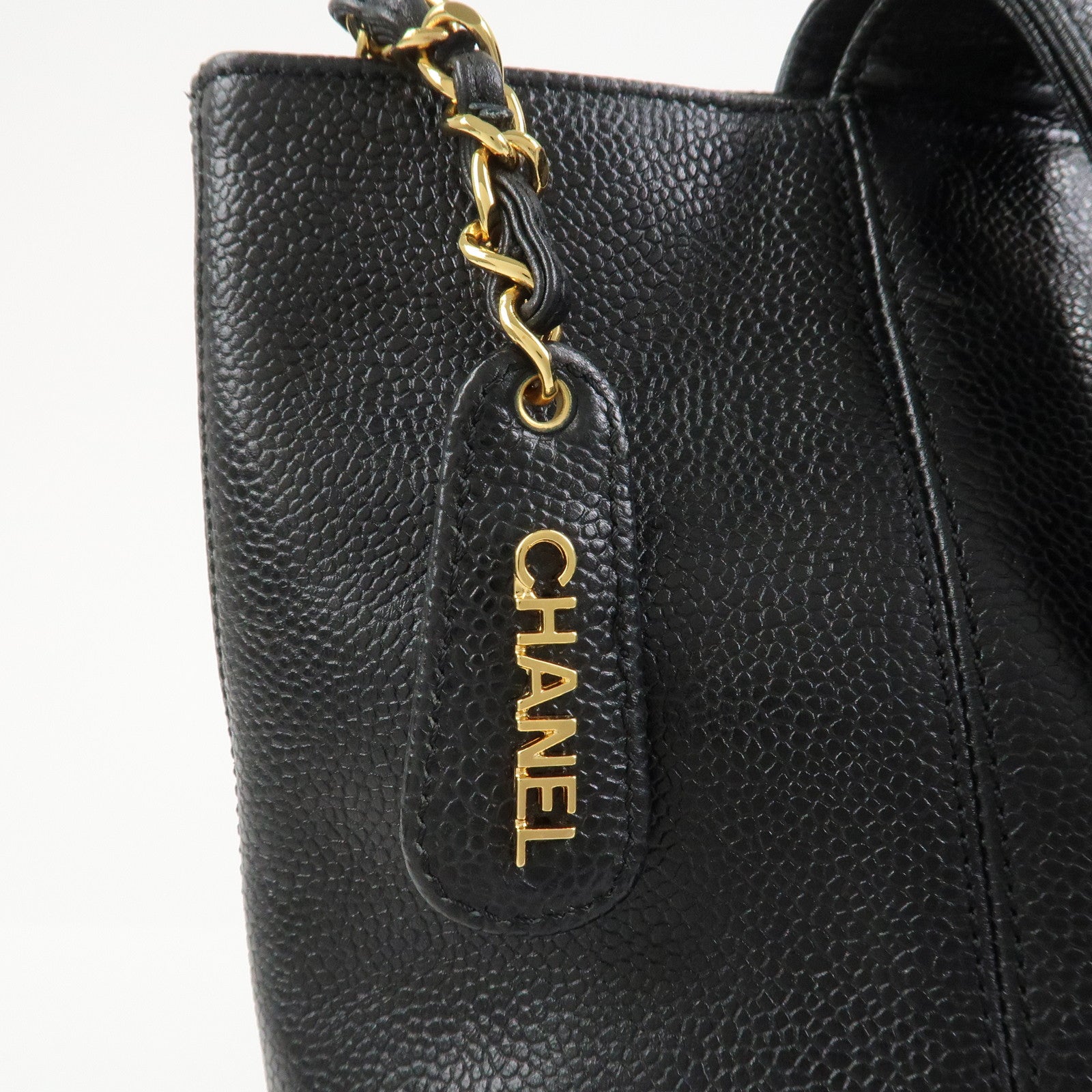 CHANEL COCO Mark Caviarskin Tote Bag Shoulder Bag Hand Bag Black