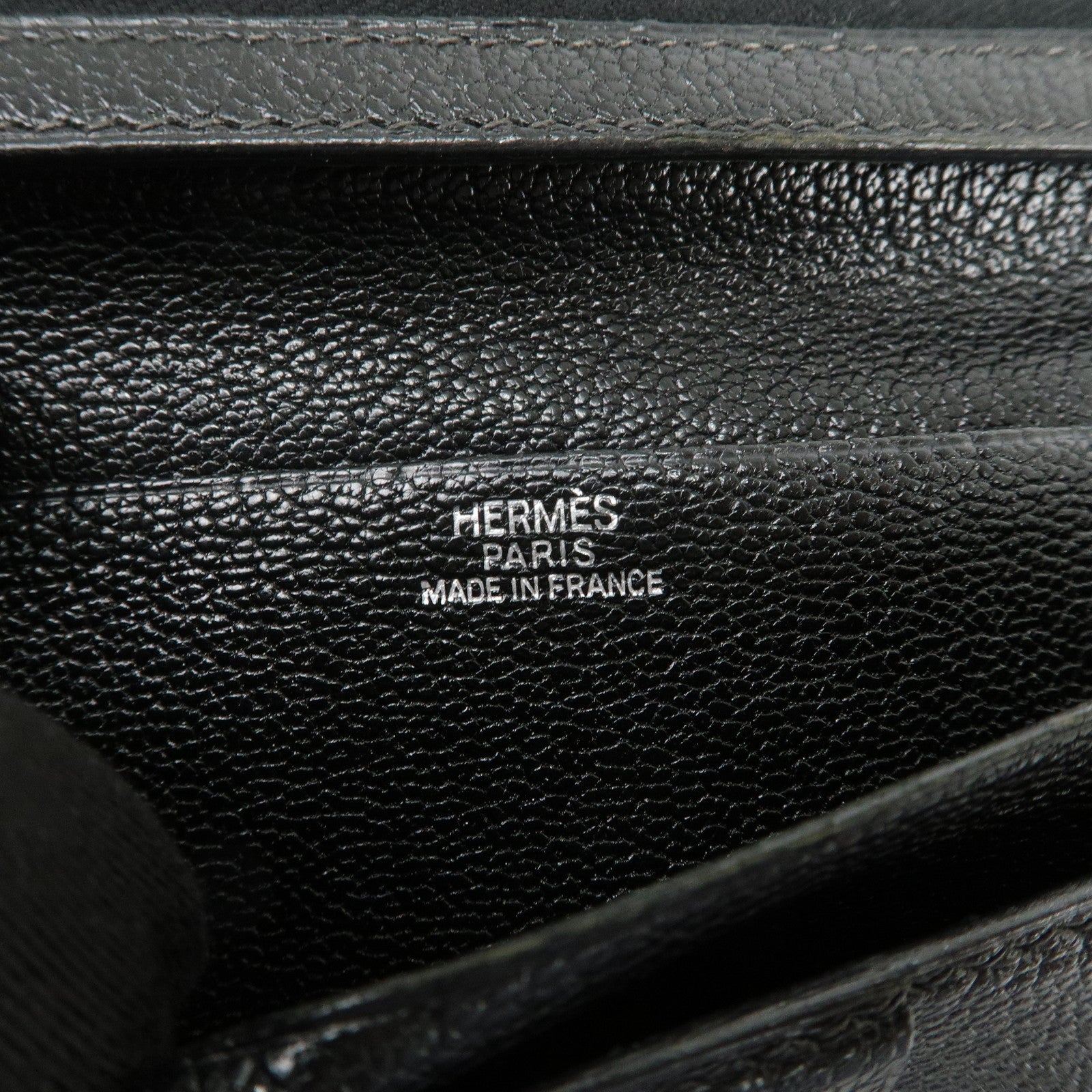 HERMES Bearn Veau Epsom Leather Bi-fold Long Wallet Black