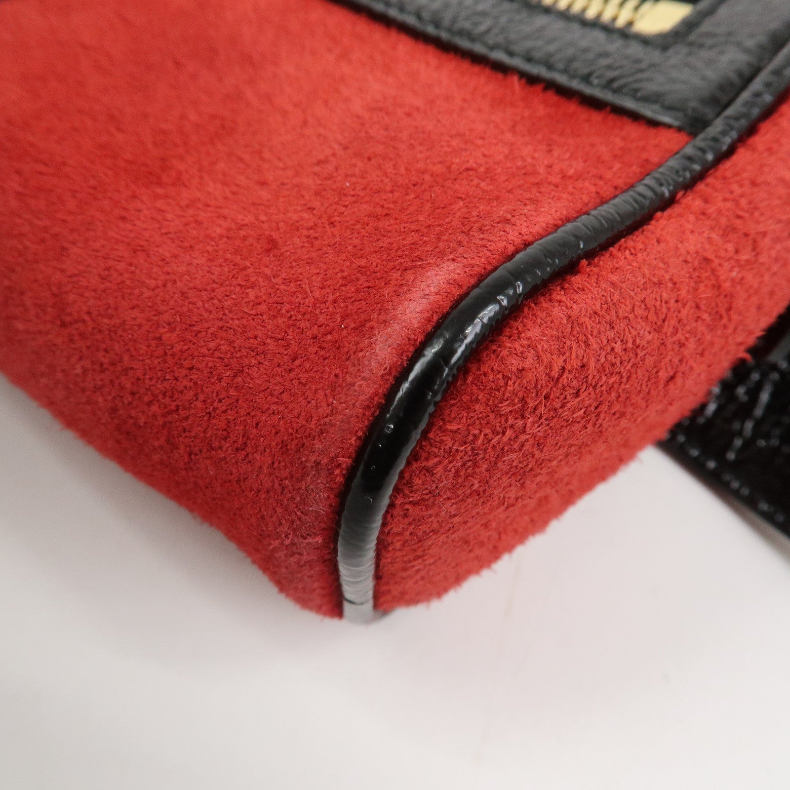 GUCCI Sherry GG Marmont Suede Waist Pouch Body Bag Red Black 517076