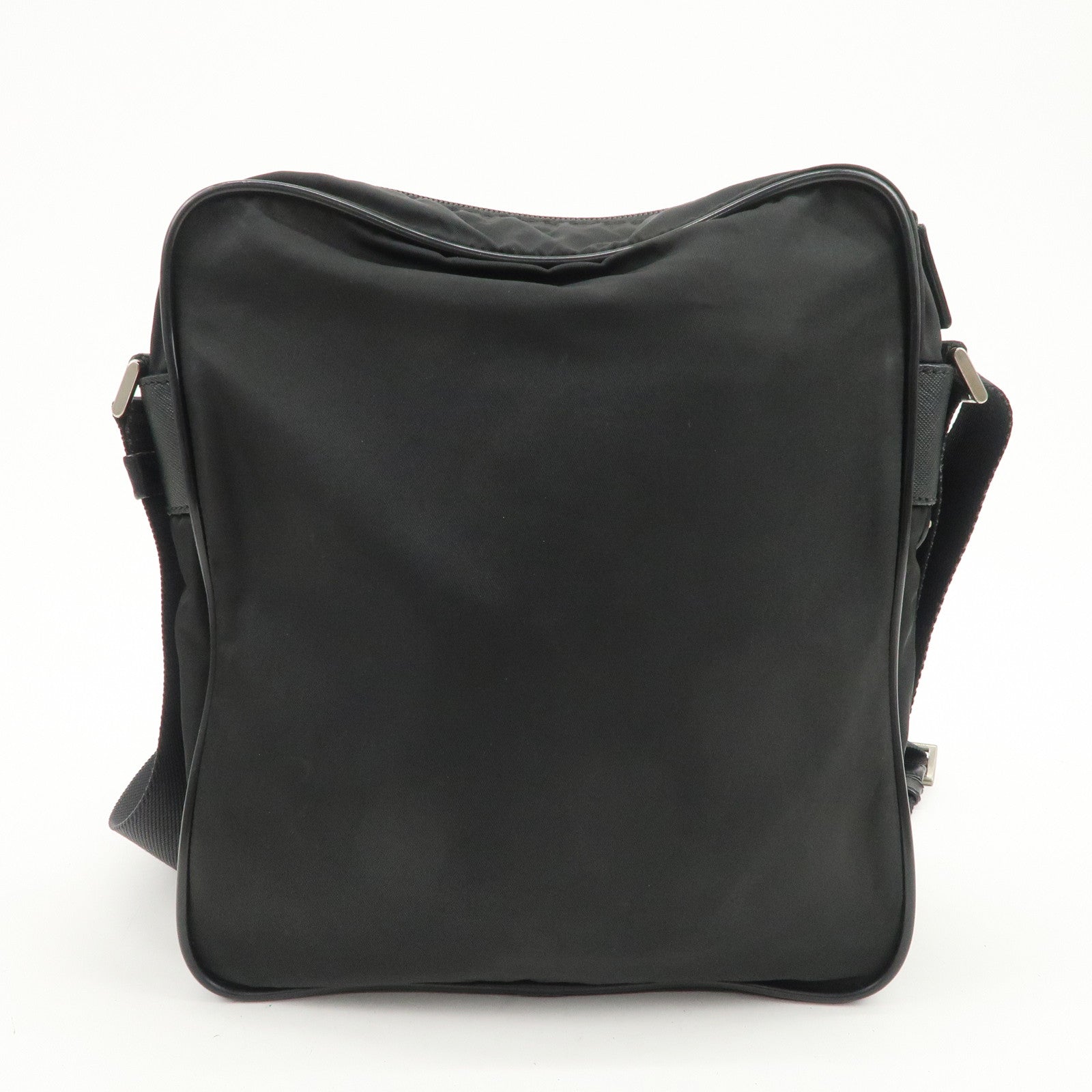 PRADA Logo Nylon Leather Shoulder Bag Crossbody Bag Black BT0421