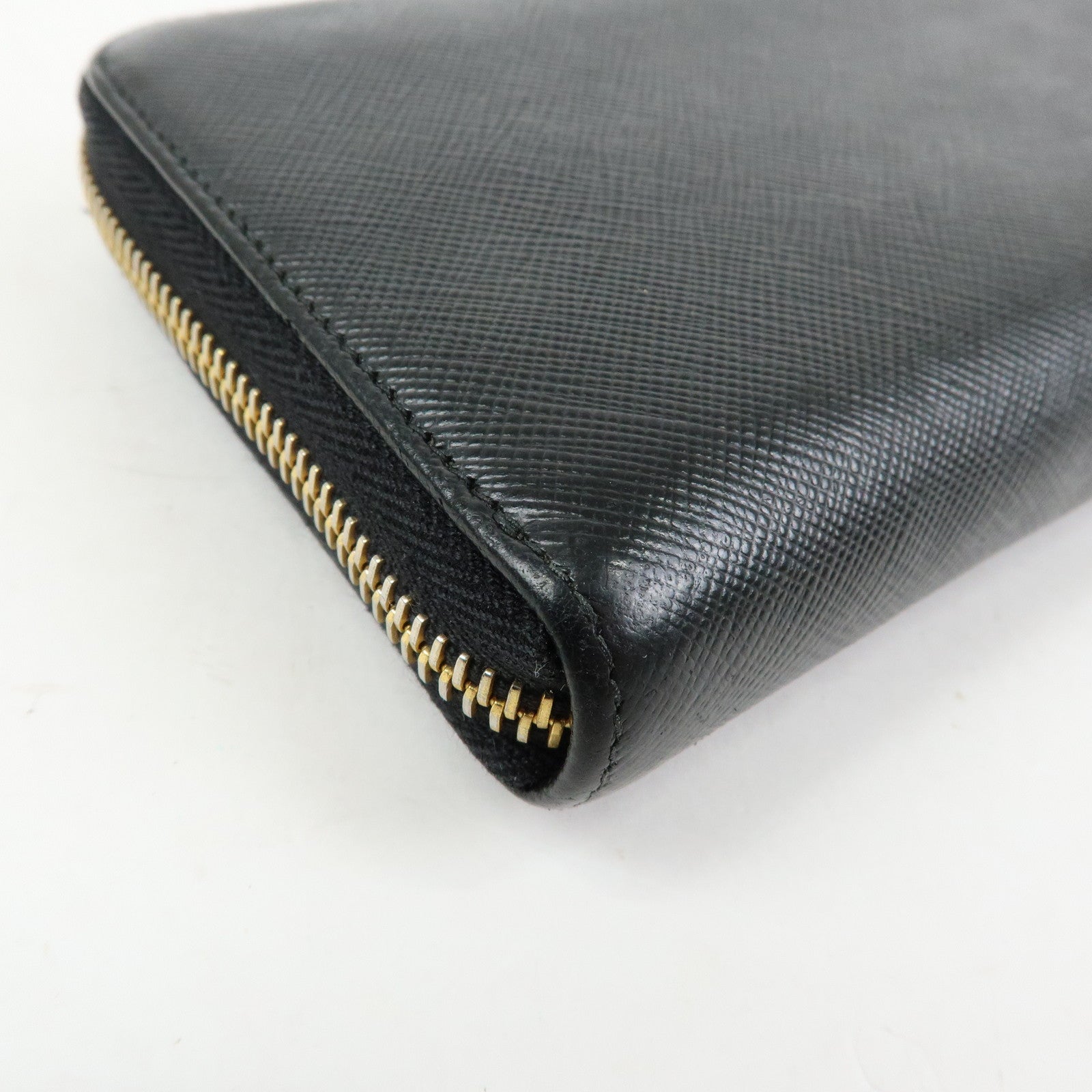 PRADA Saffiano Leather Round Zippy Long Wallet Black 1ML506