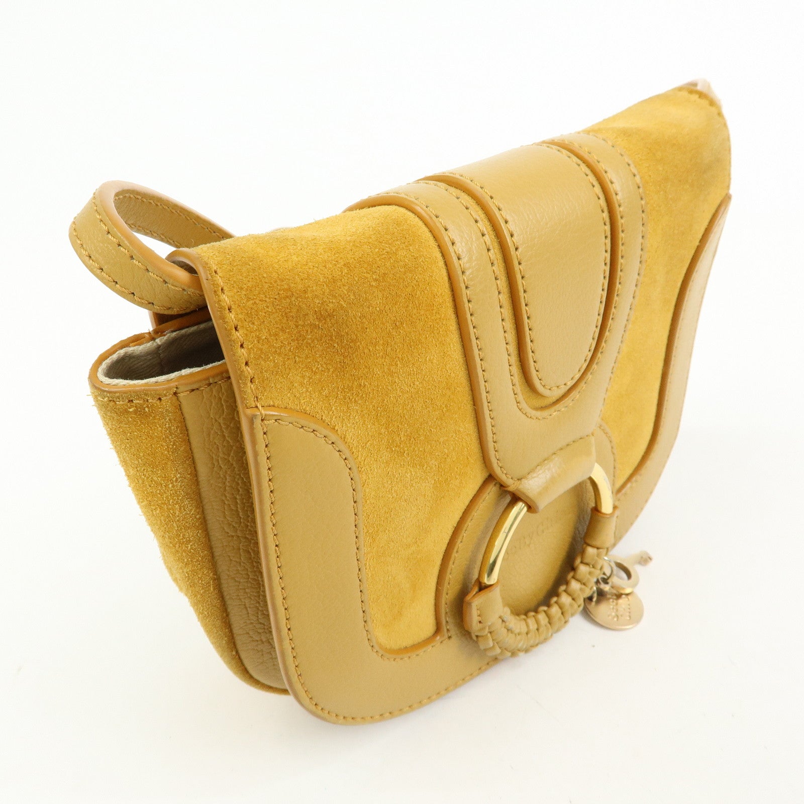 Chloe See by Chloe Suede Joan Leather Shoulder Bag Mustard