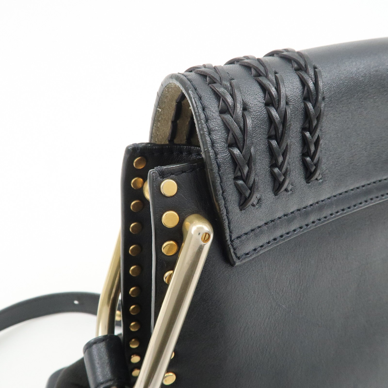 Chloe Hudson SAC'S PORTE EPAU Calf Leather Suede Shoulder Bag Black