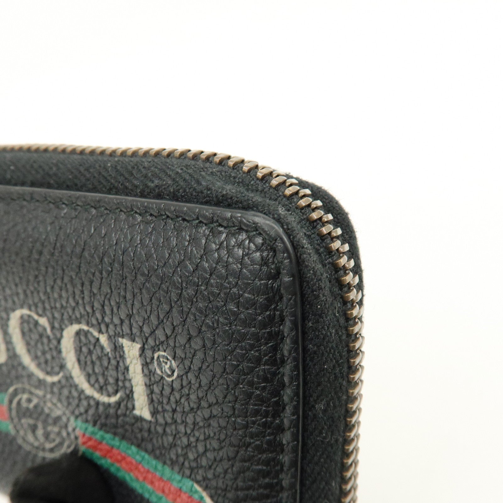 GUCCI Sherry GG Marmont Leather Zippy Card Case Black 496319