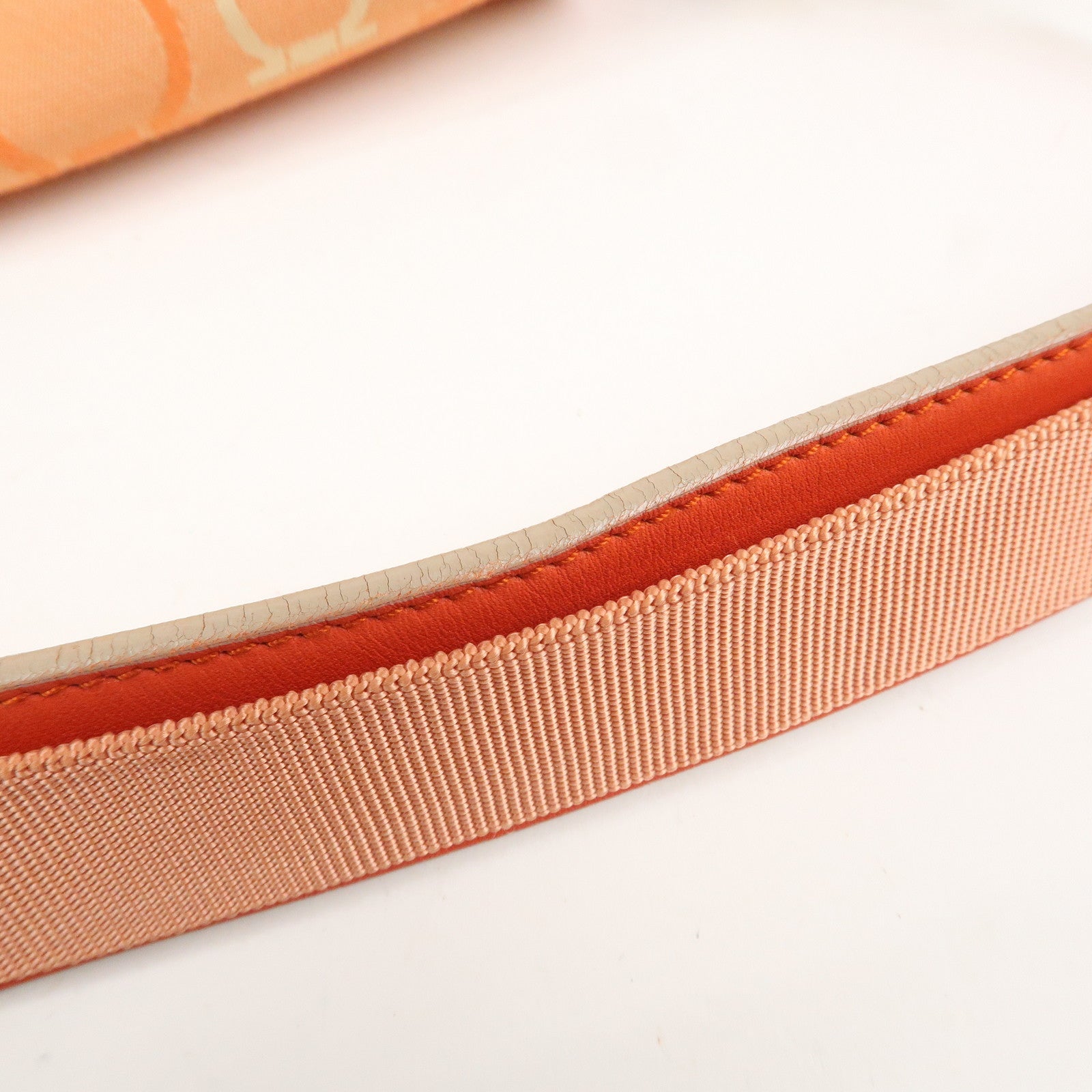 Ferragamo Gancini Canvas Leather Shoulder Bag Orange