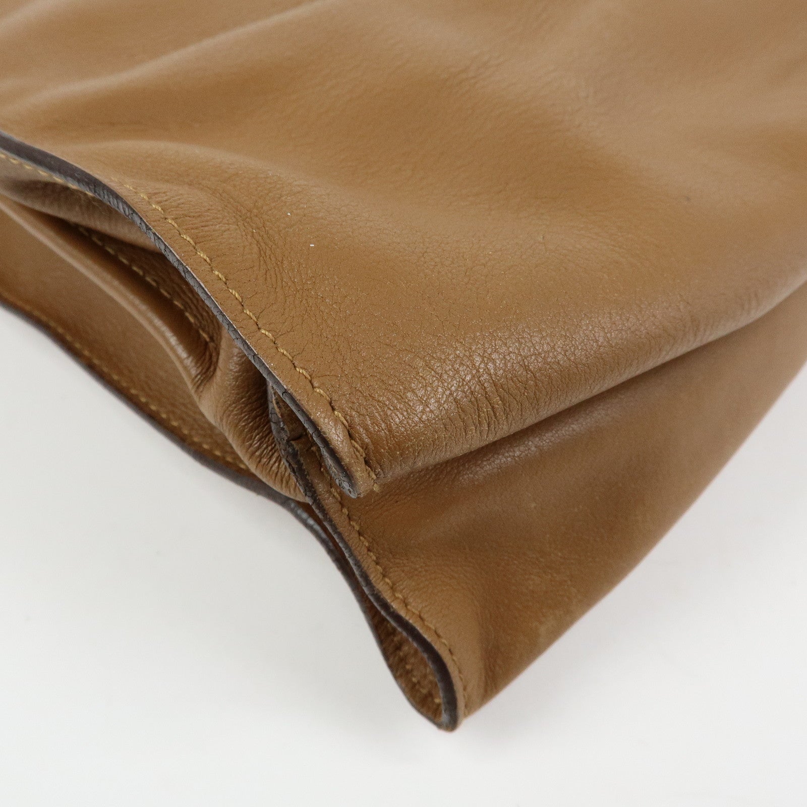 LOEWE Logo Leather Flap Shoulder Bag Pouch Brown