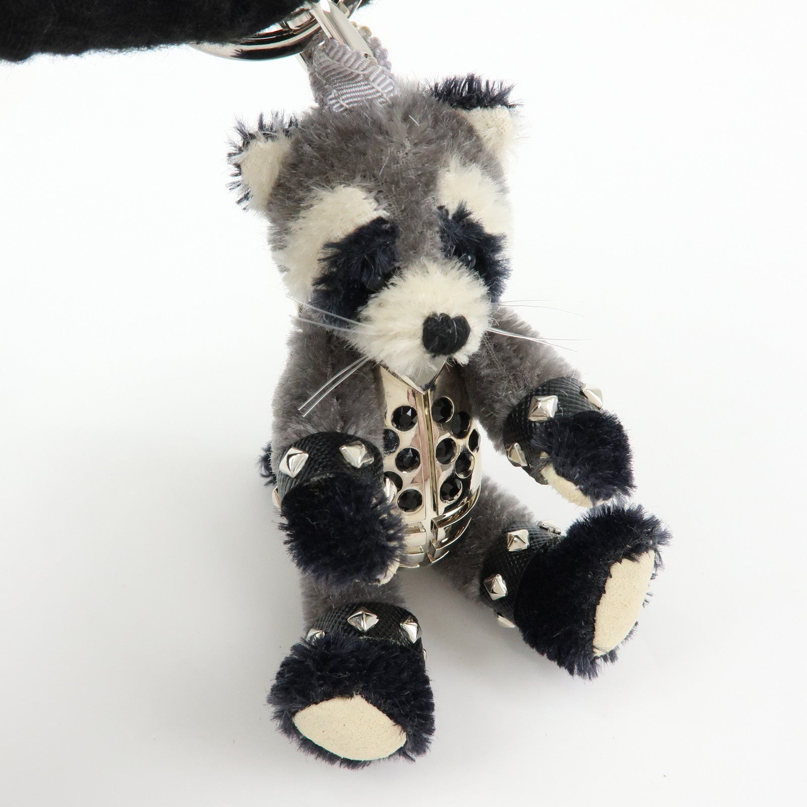 PRADA Beear Polyester Metal Bear Brick Racoon Bag Charm Grey 1ARH56
