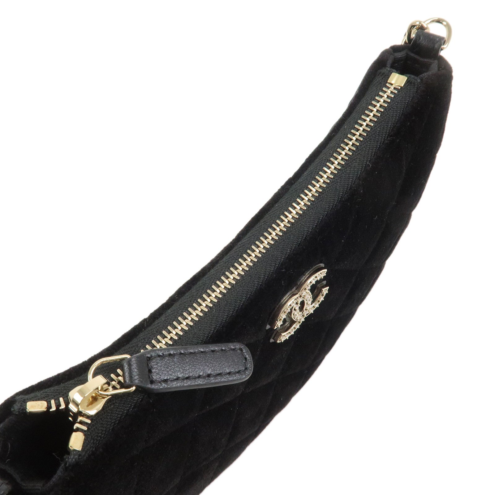 CHANEL Matelasse COCO Mark Velvet Leather Chain Shoulder Bag Black