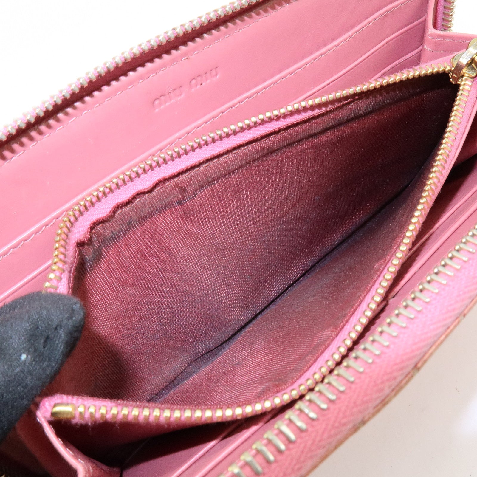 MIU MIU Set of 3 Leather Wallet Key Case Pink Black Light Brown