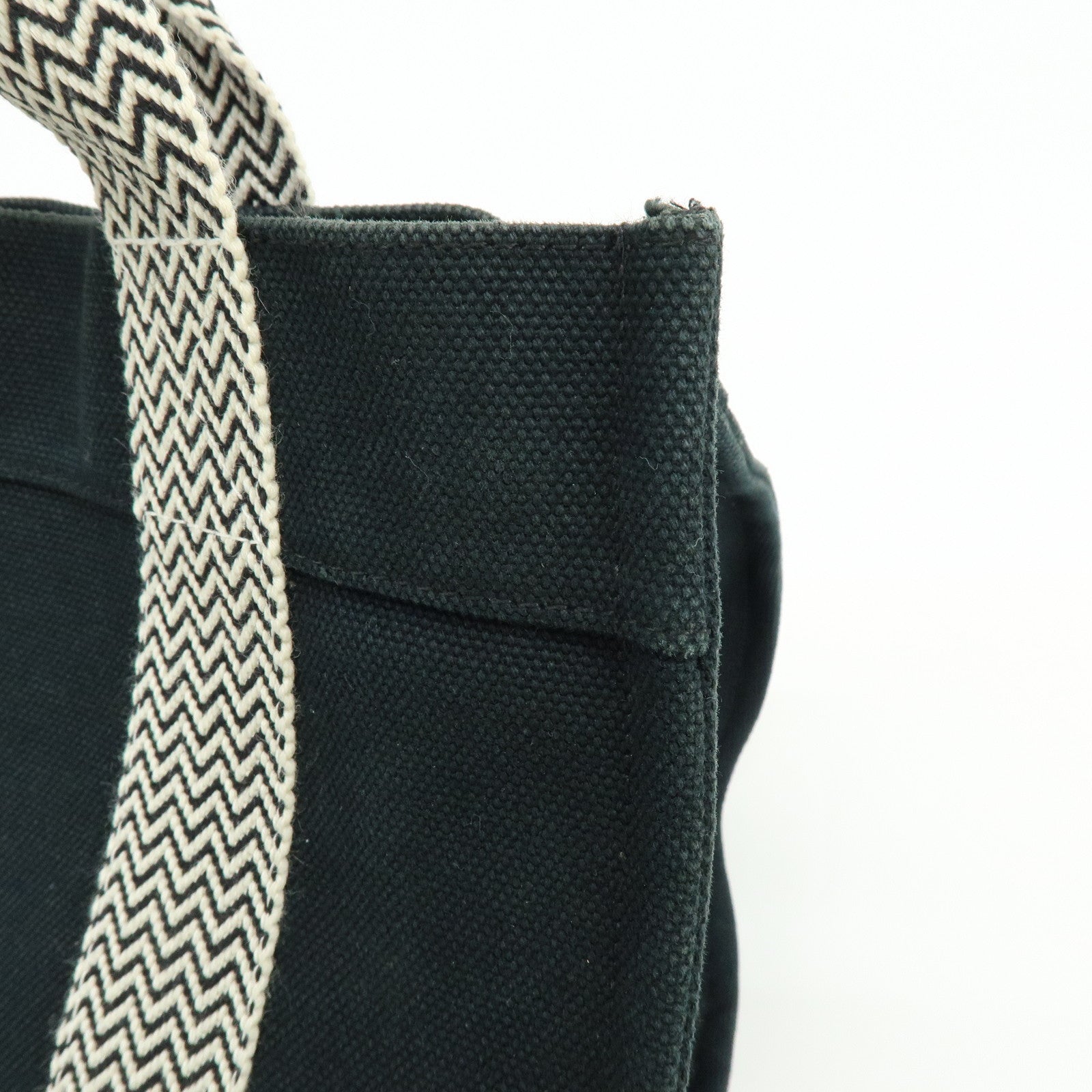 HERMES Cannes PM Canvas Tote Bag Hand Bag Black