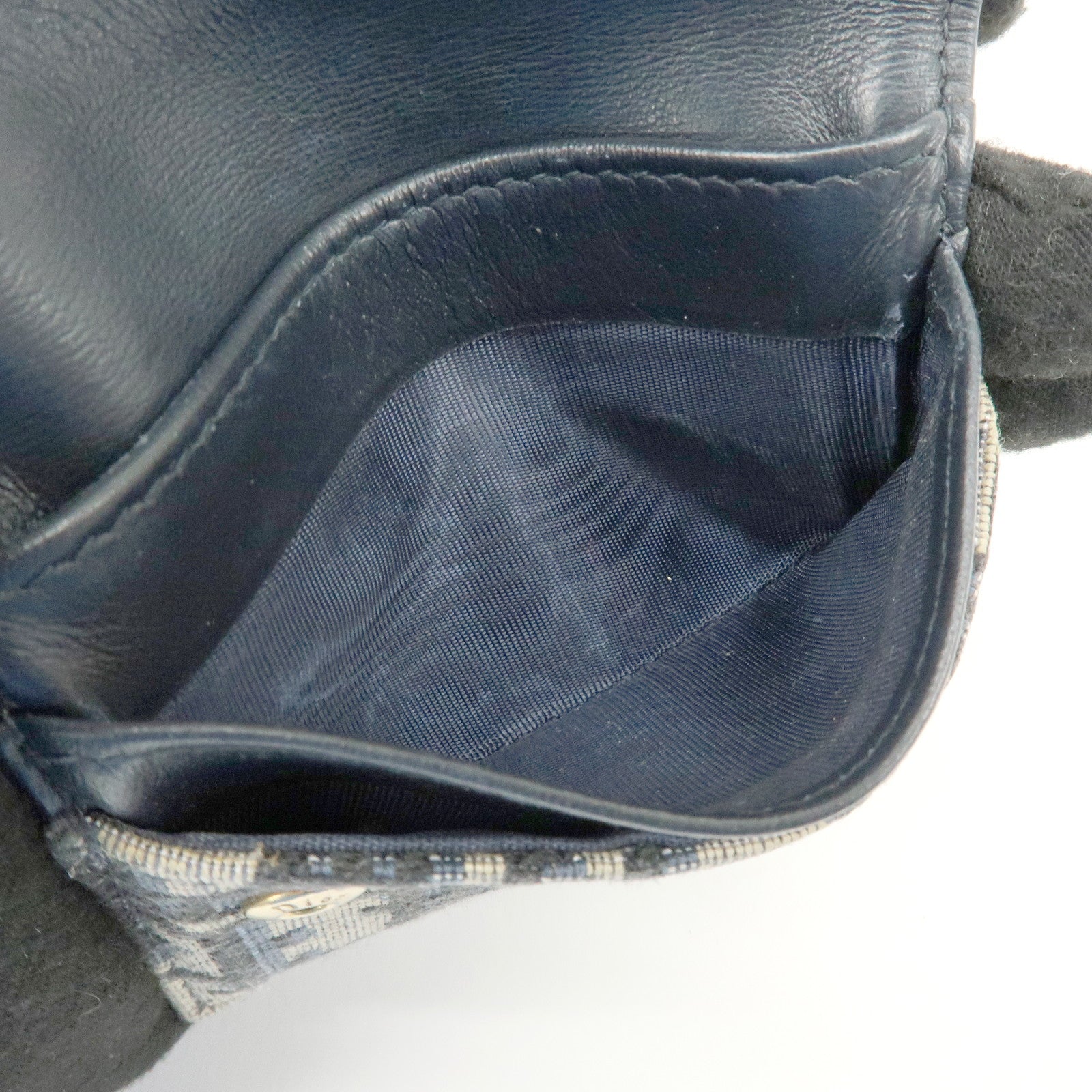 Christian Dior Trotter Saddle Jaquard Canvas Card Case Navy