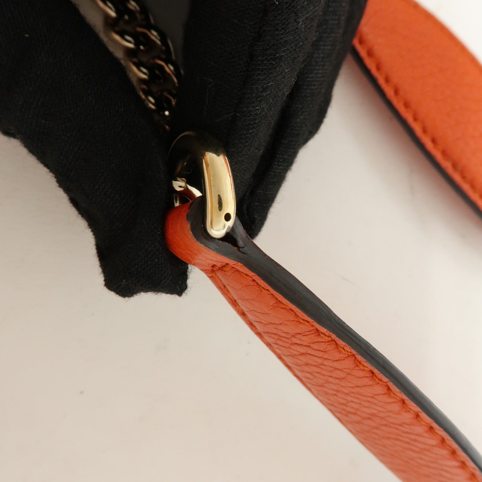 GUCCI SOHO Leather Tassel Chain Shoulder Bag Orange 387043