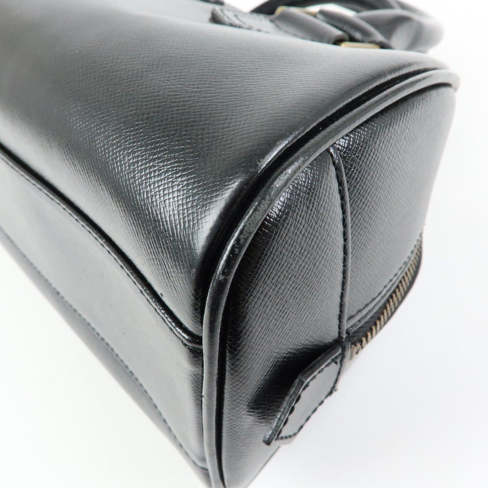 BURBERRY Leather Mini Boston Bag Hand Bag Tote Bag Black