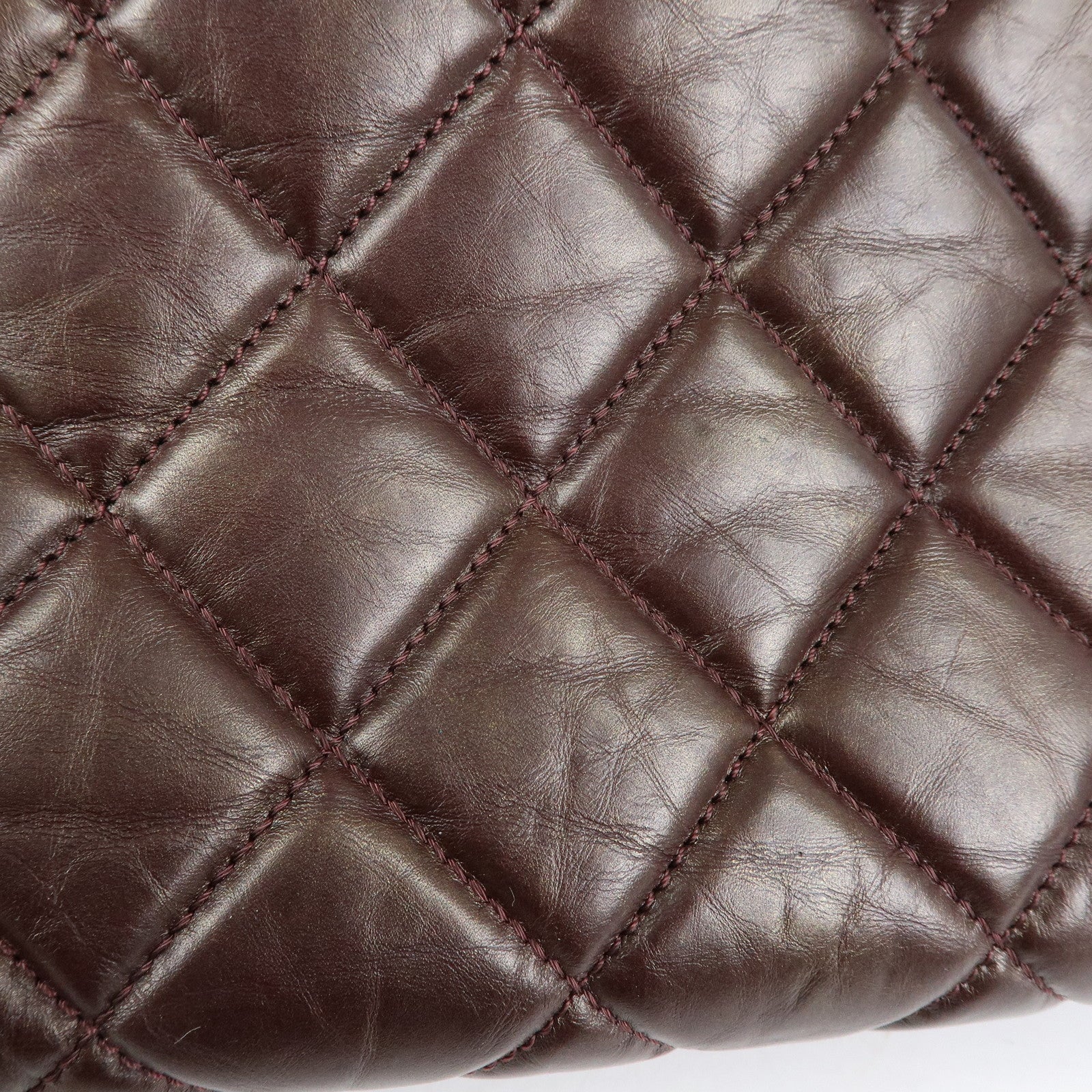 CHANEL Mademoiselle Calf Leather Chain Shoulder Bag Bordeaux