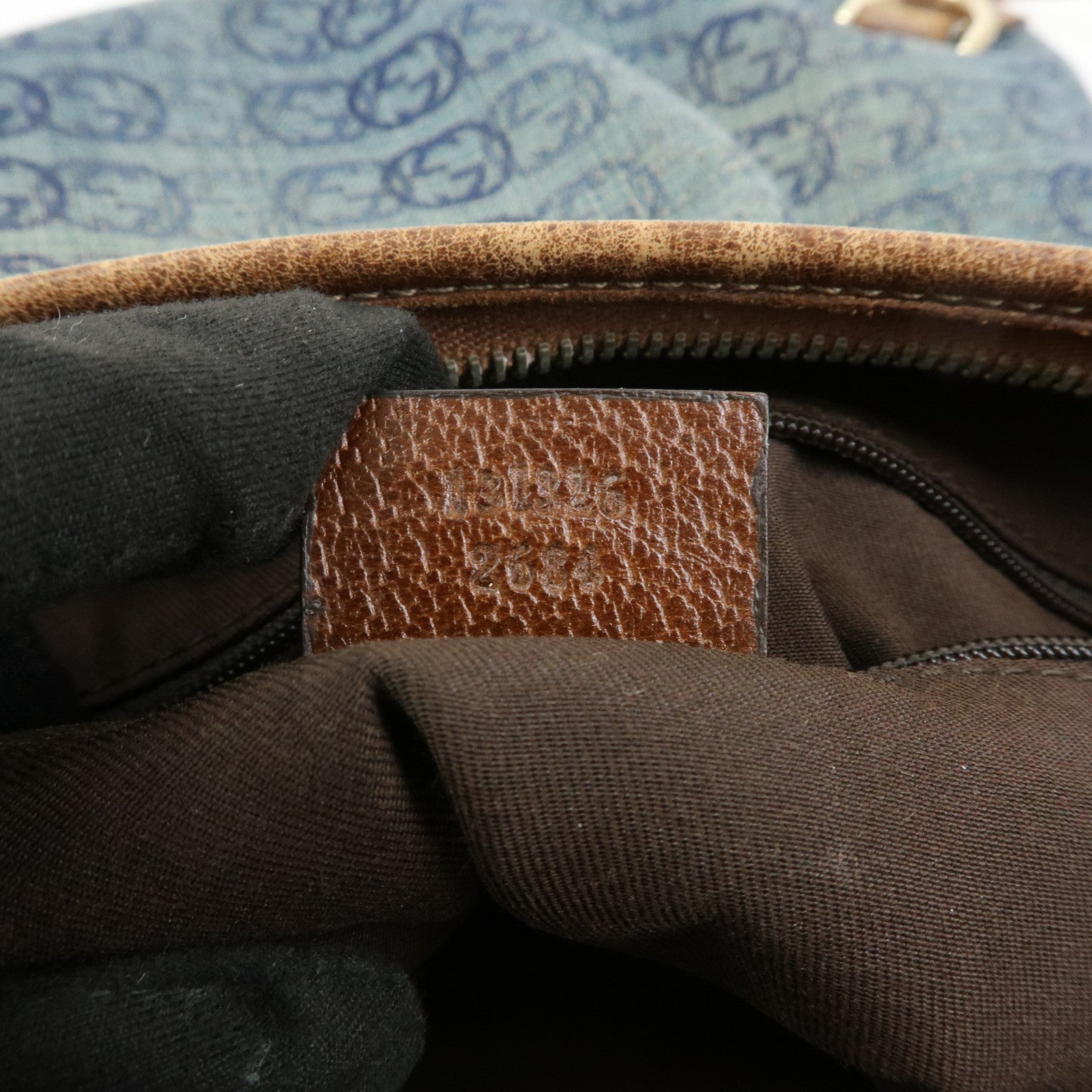 GUCCI Abbey Denim Leather Shoulder Bag Crossbody Bag Navy 131326