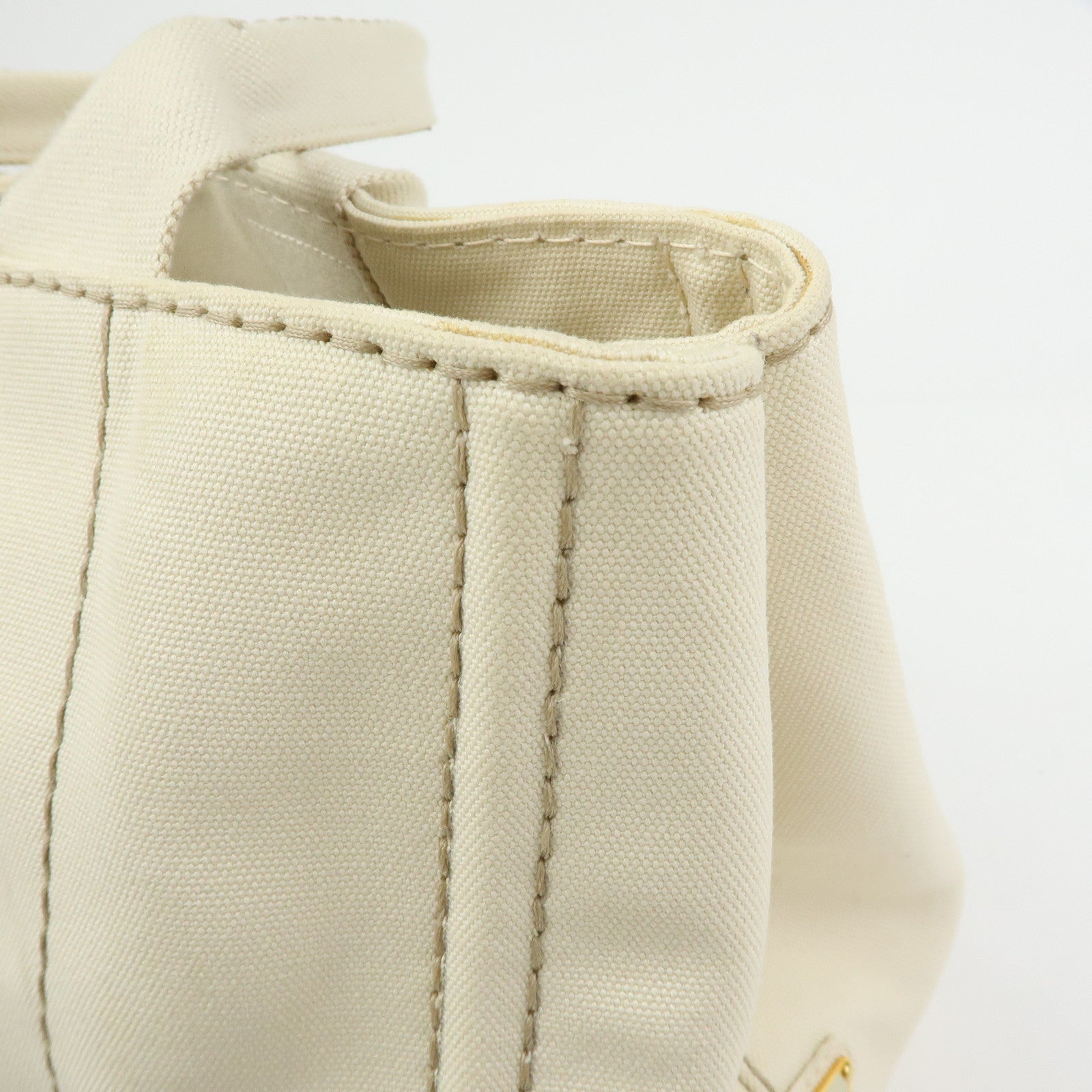 PRADA Canapa Canvas 2Way Bag Tote Bag Hand Bag White BN1877